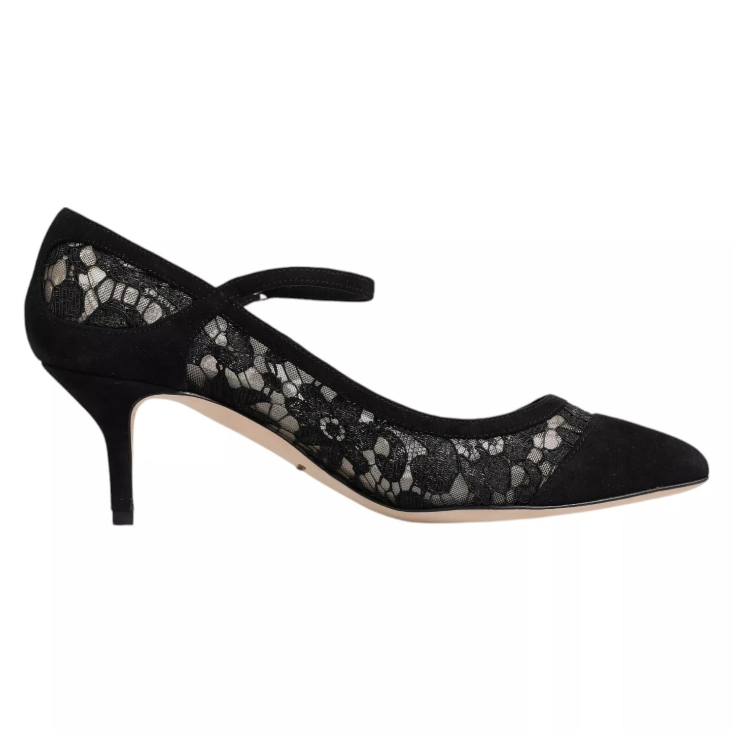 Dolce & Gabbana Black Mary Jane Taormina Lace Pumps Shoes