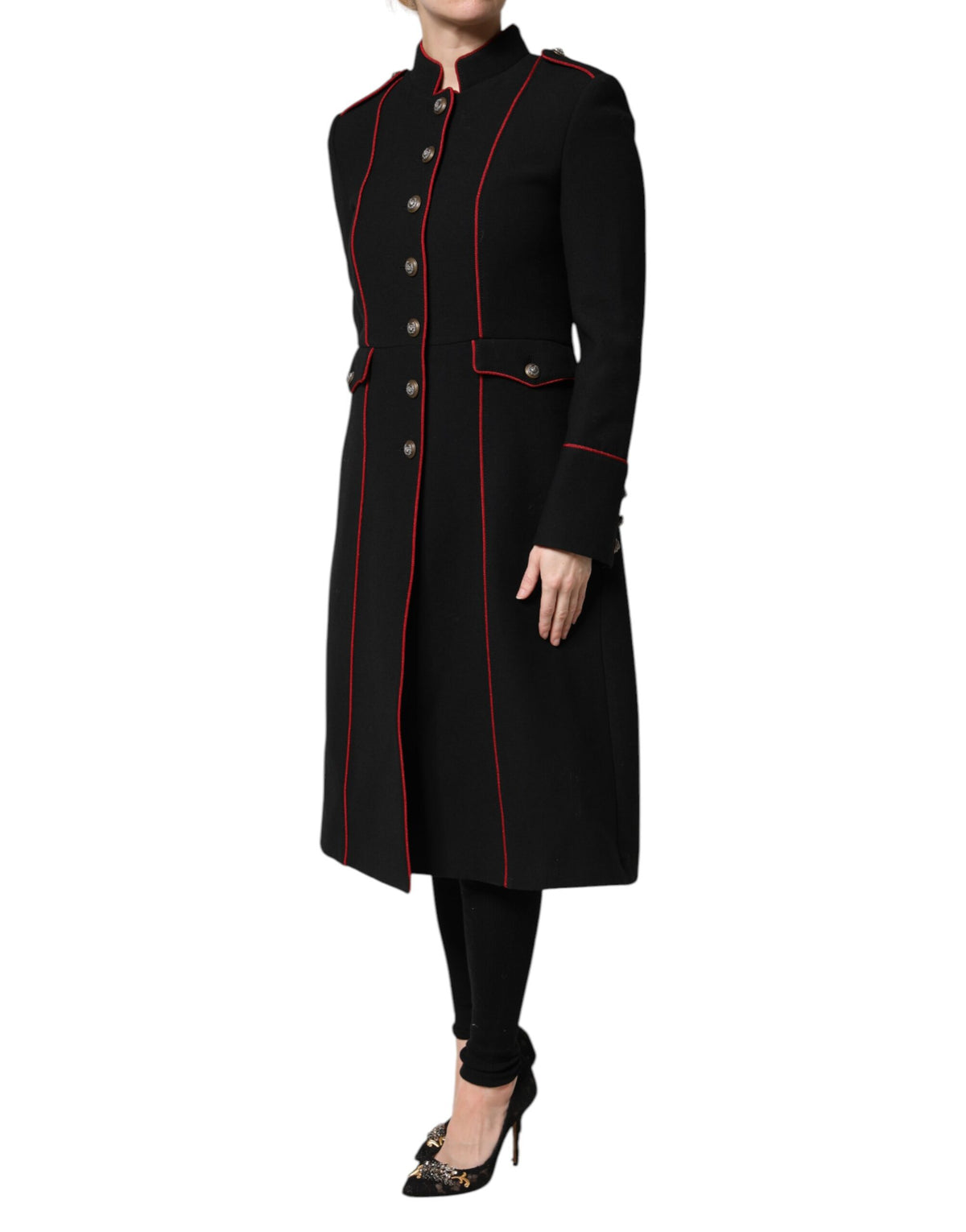 Dolce & Gabbana Black Wool Single Breasted Trench Coat Jacket