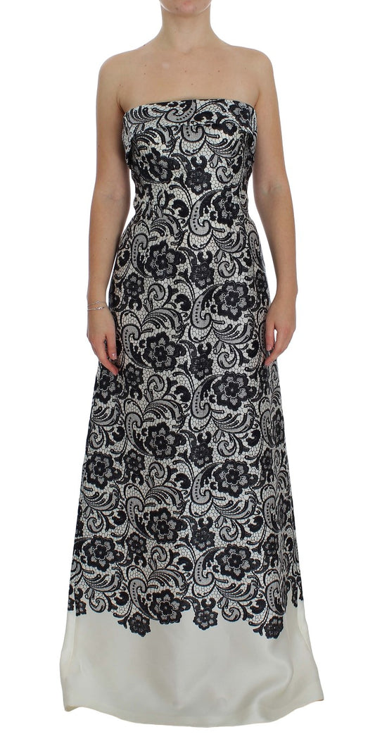 Dolce &amp; Gabbana Elegant silk lace maxi dress with corset