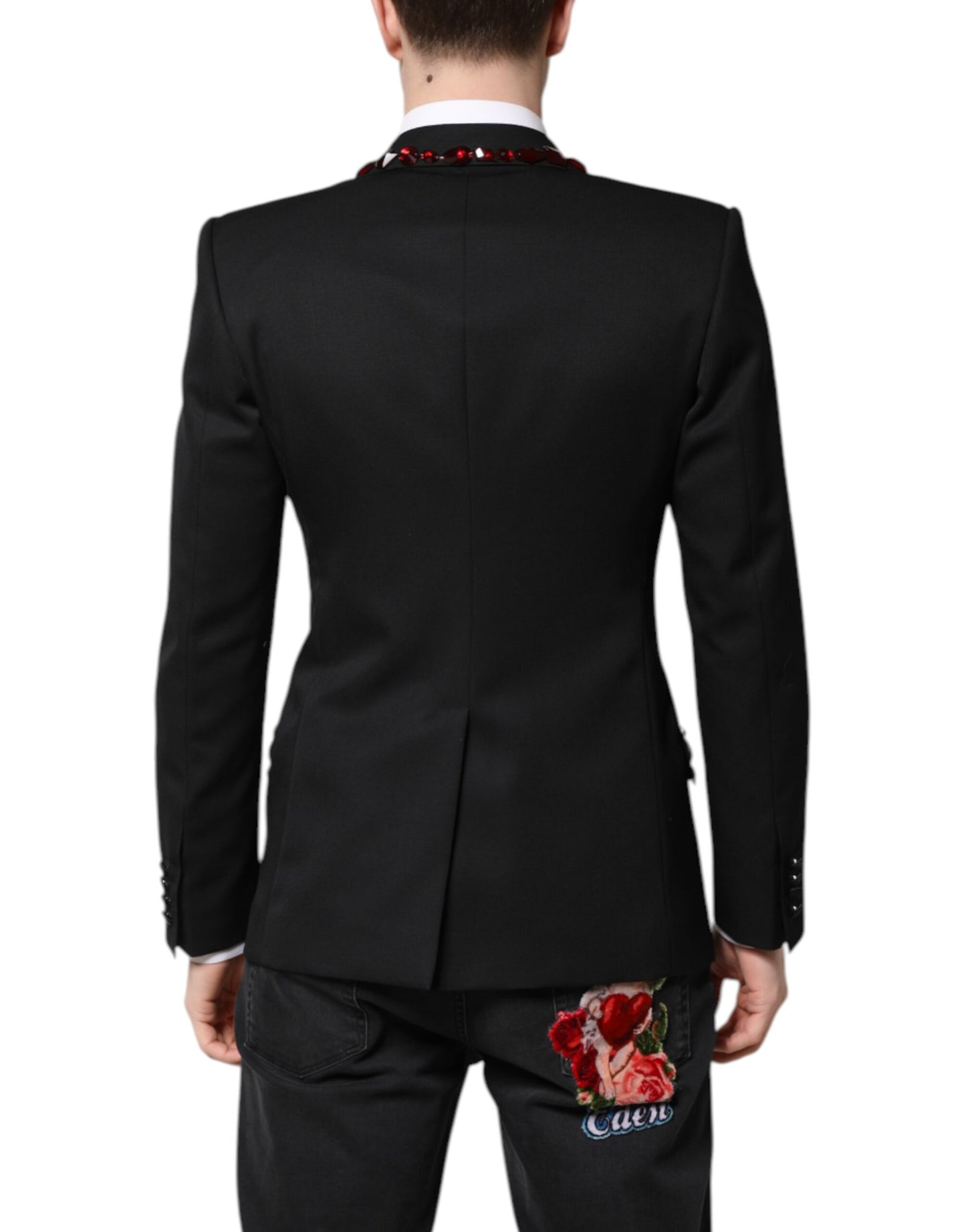 Dolce & Gabbana Black SICILIA CrystalEmbellished Coat Blazer