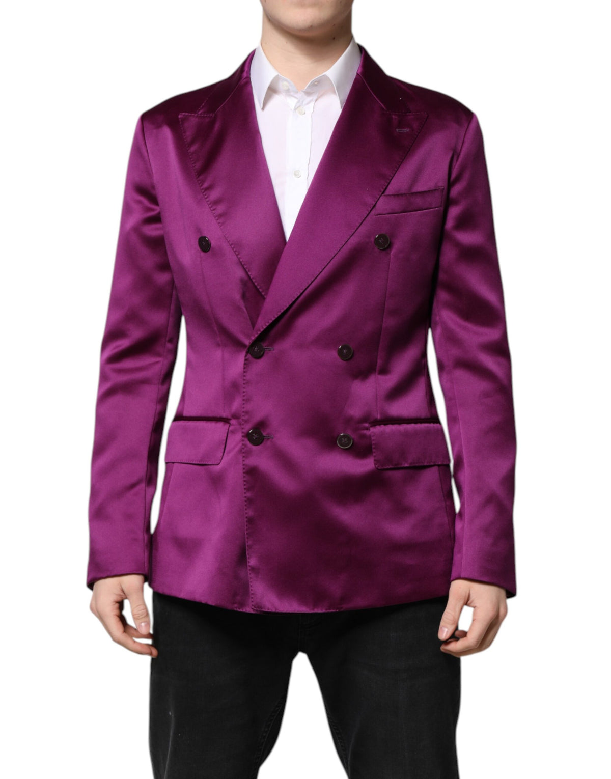 Dolce & Gabbana Purple Double Breasted Men Suit Coat Blazer