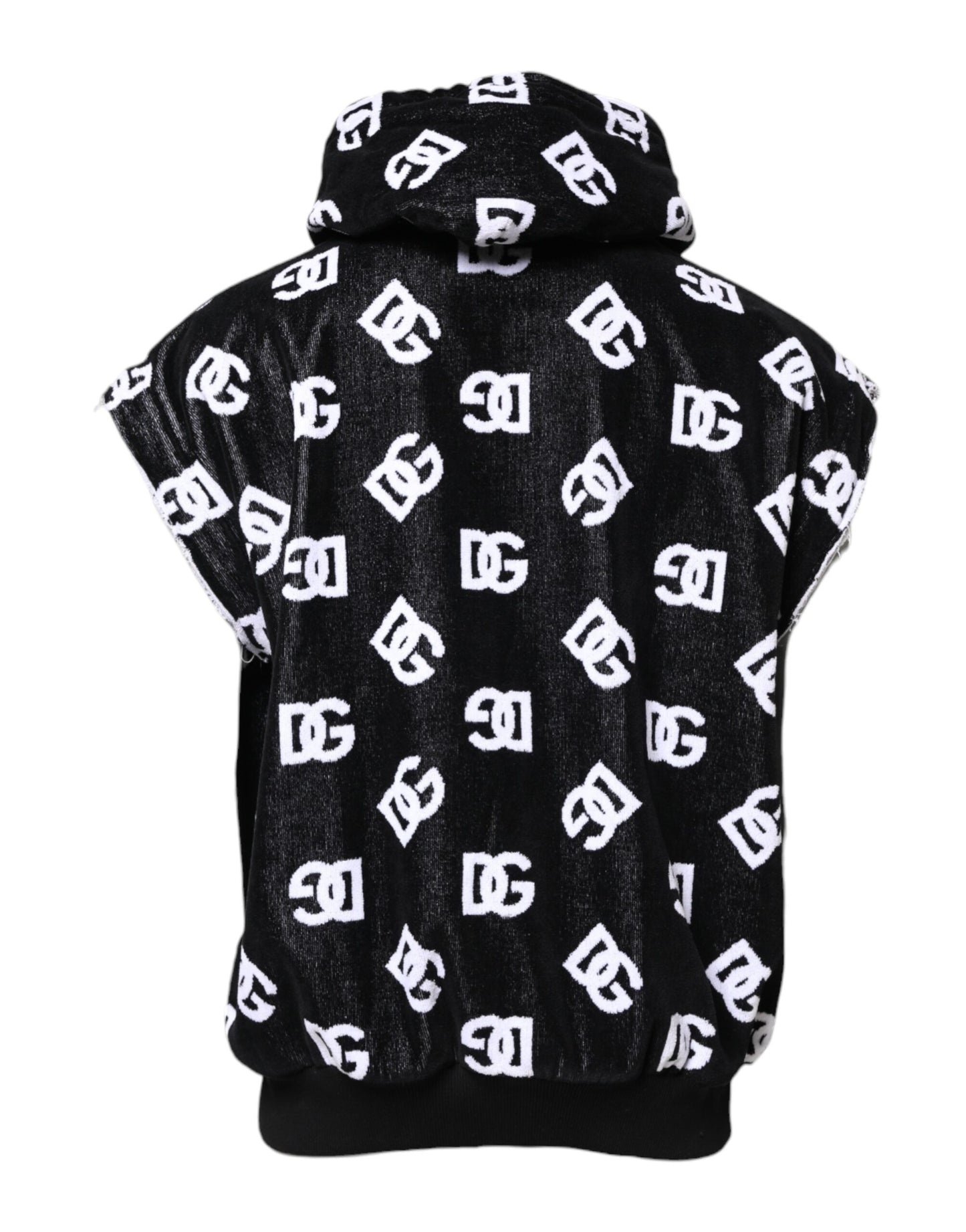 Dolce & Gabbana Black DG Cotton Hooded Sleeveless Sweater