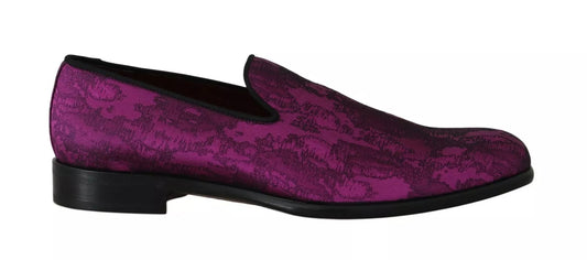 Dolce &amp; Gabbana Elegant Loafers in a Silk-Wool Blend in Purple