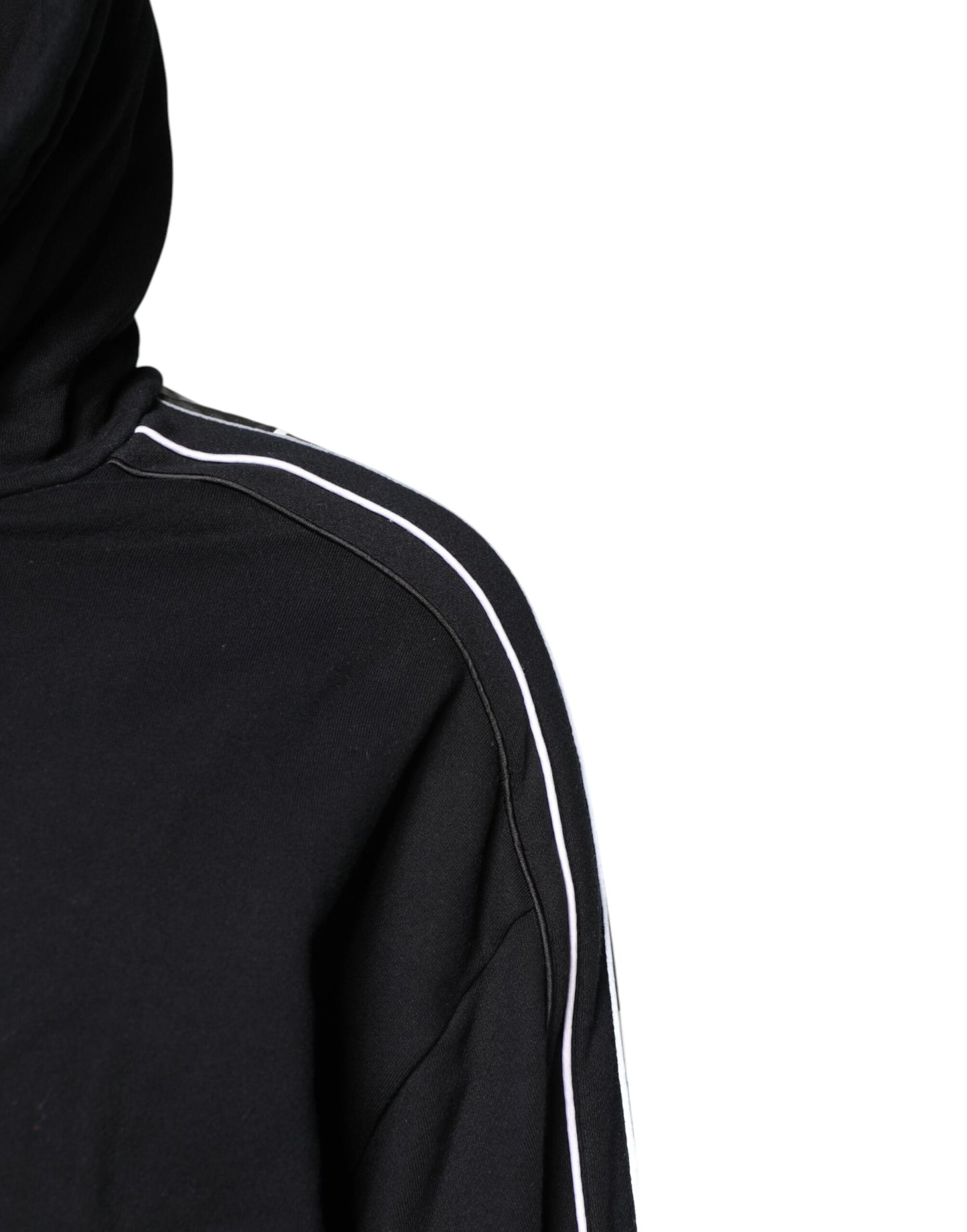 Dolce & Gabbana Black Cotton Logo Hooded Sweatshirt Sweater