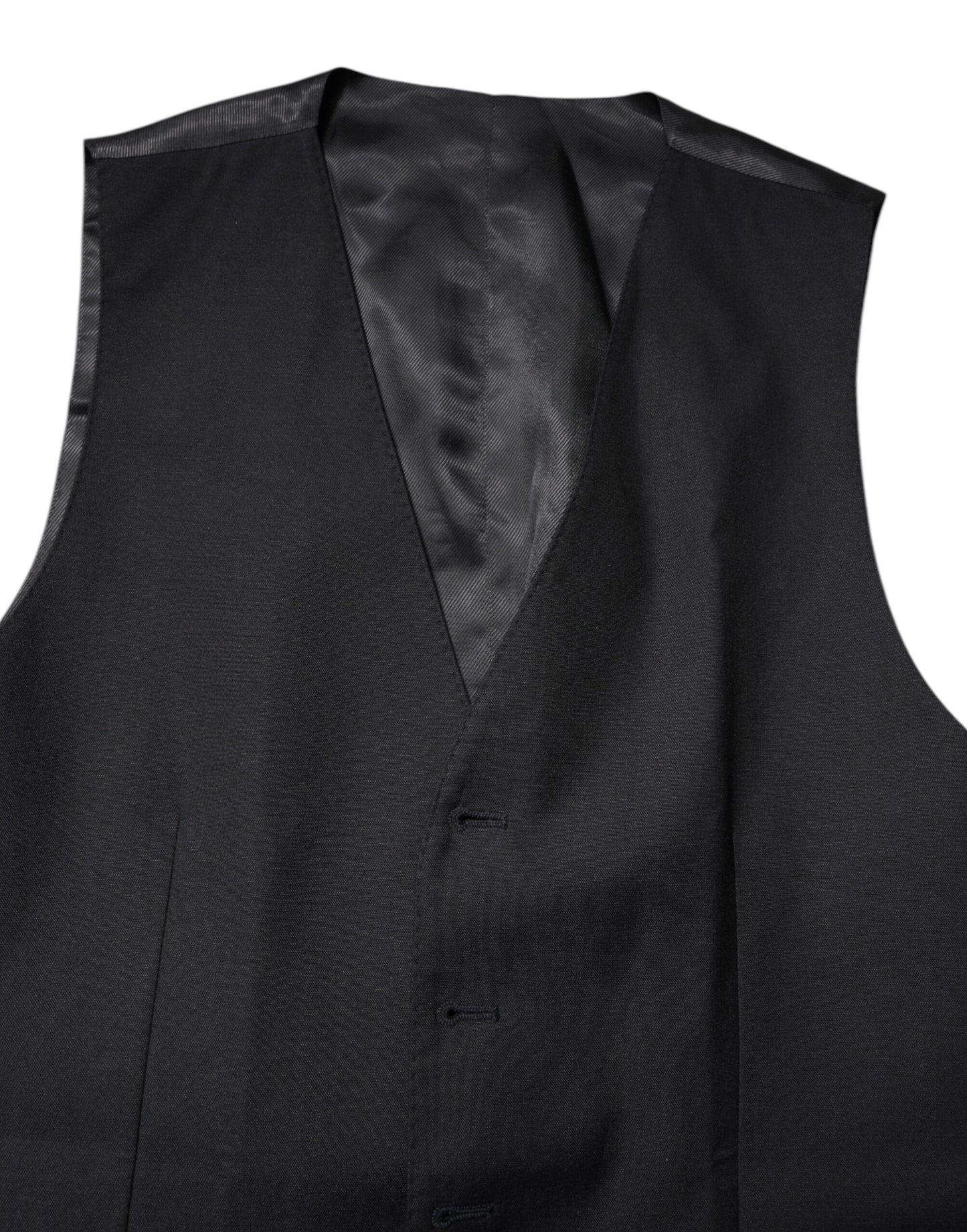 Dolce & Gabbana Black Wool Waistcoat Dress Formal Vest