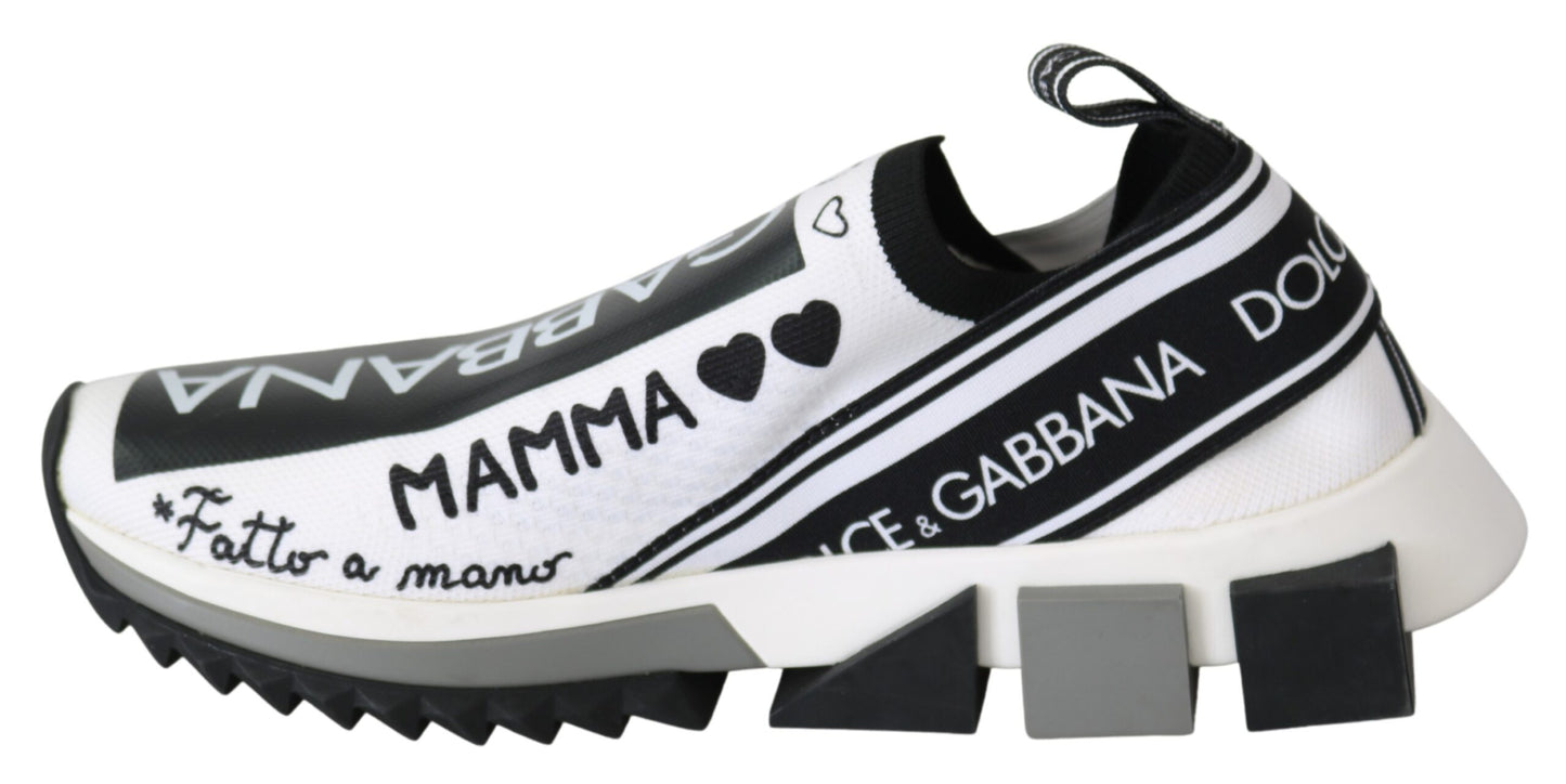 Dolce & Gabbana White Black Slip On Sorrento Sneakers