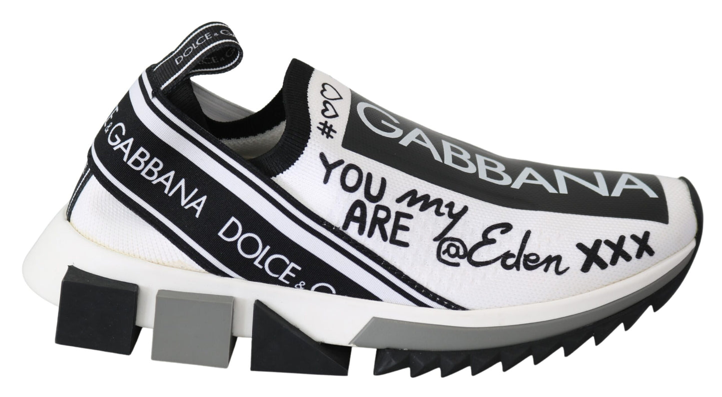 Dolce & Gabbana White Black Slip On Sorrento Sneakers