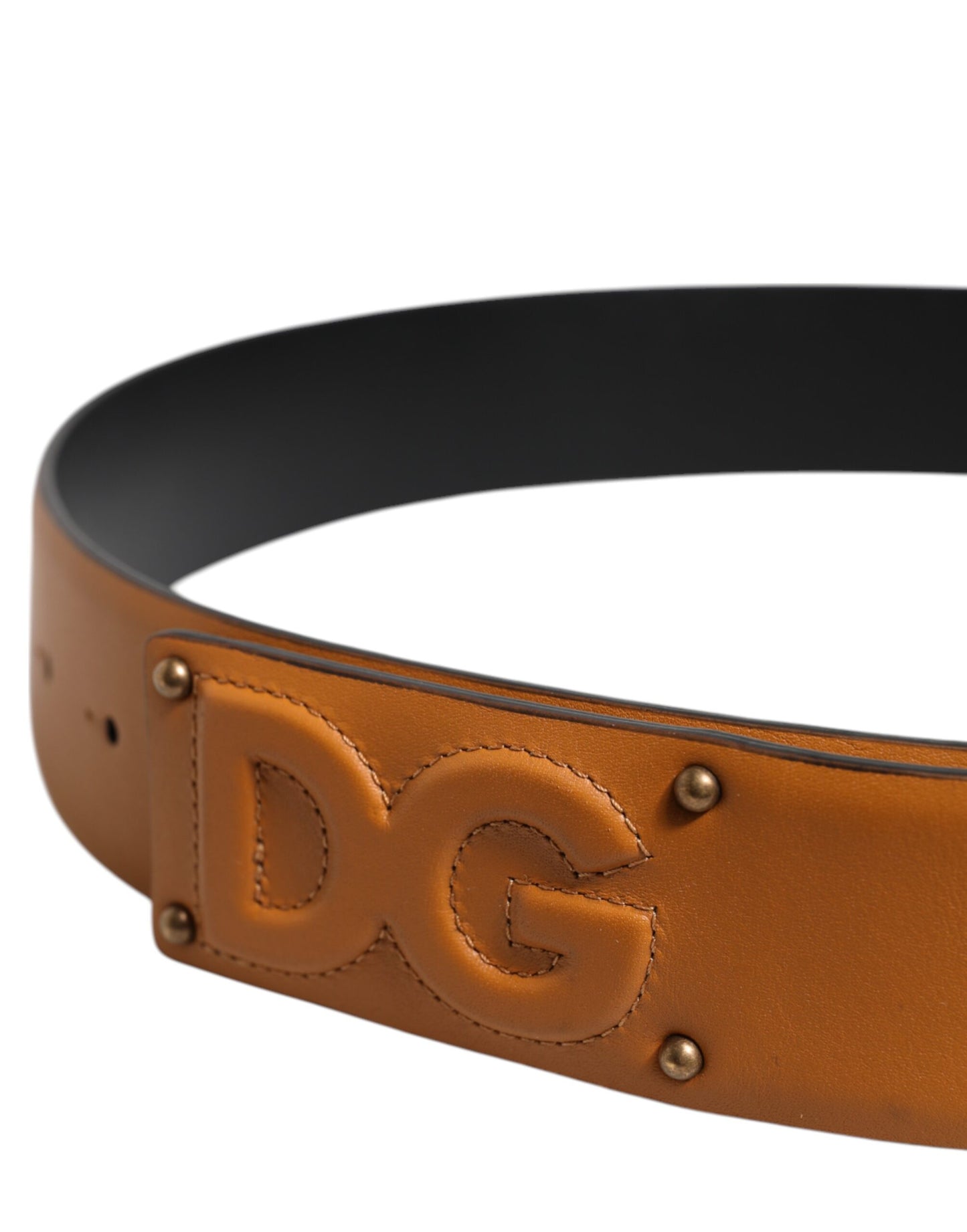 Dolce & Gabbana Brown Leather Buckle DG Logo Embossed Belt