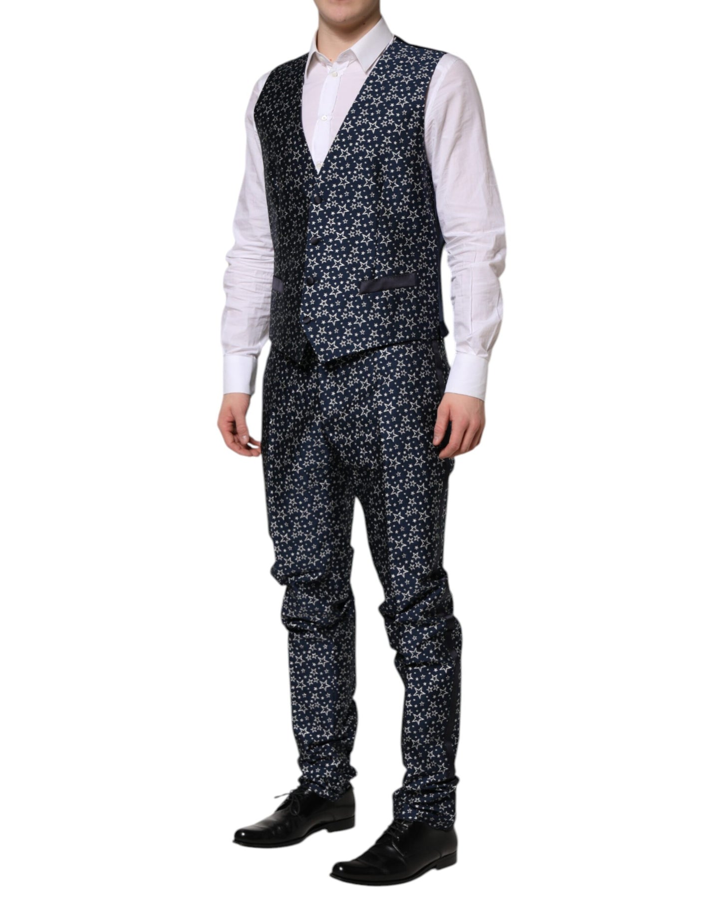 Dolce & Gabbana Blue MARTINI Star Jacquard 3 Piece Suit