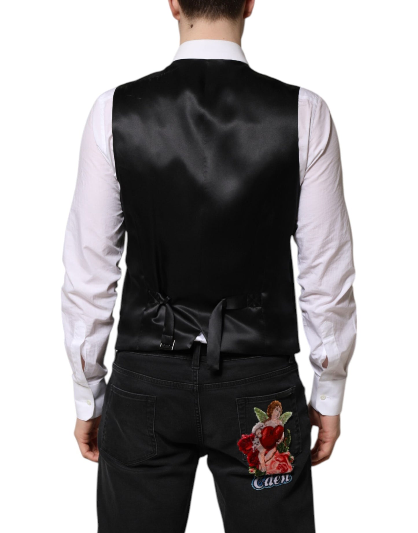 Dolce & Gabbana Green Wool Dress Formal Men Waistcoat Vest