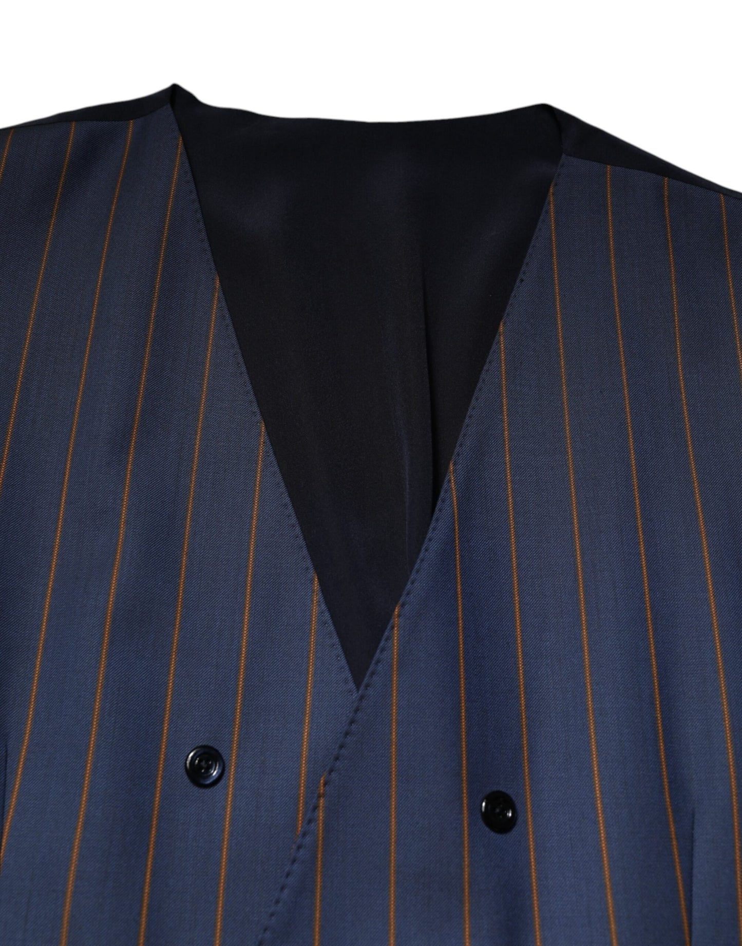 Dolce & Gabbana Blue Stripes Wool Formal Men Waistcoat Vest