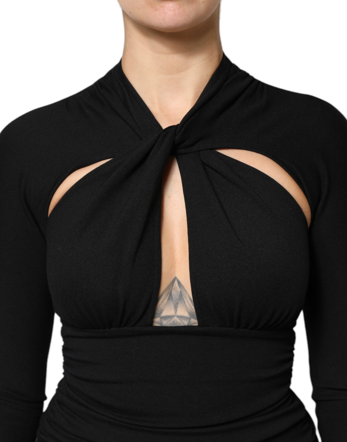 Dolce & Gabbana Black Long Sleeves Sheath Midi Dress
