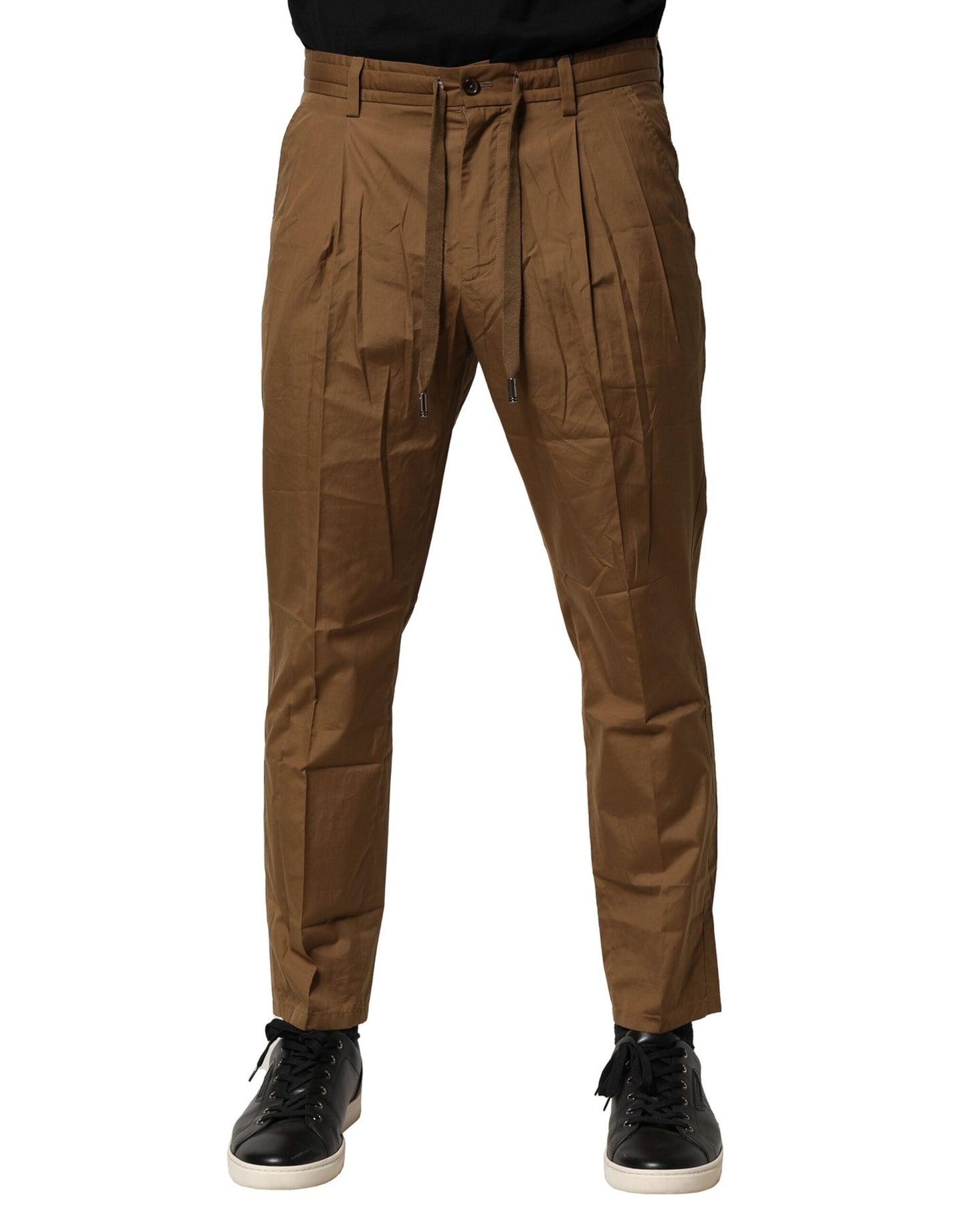 Dolce & Gabbana Brown Cotton Chino Mid Waist Men Pants