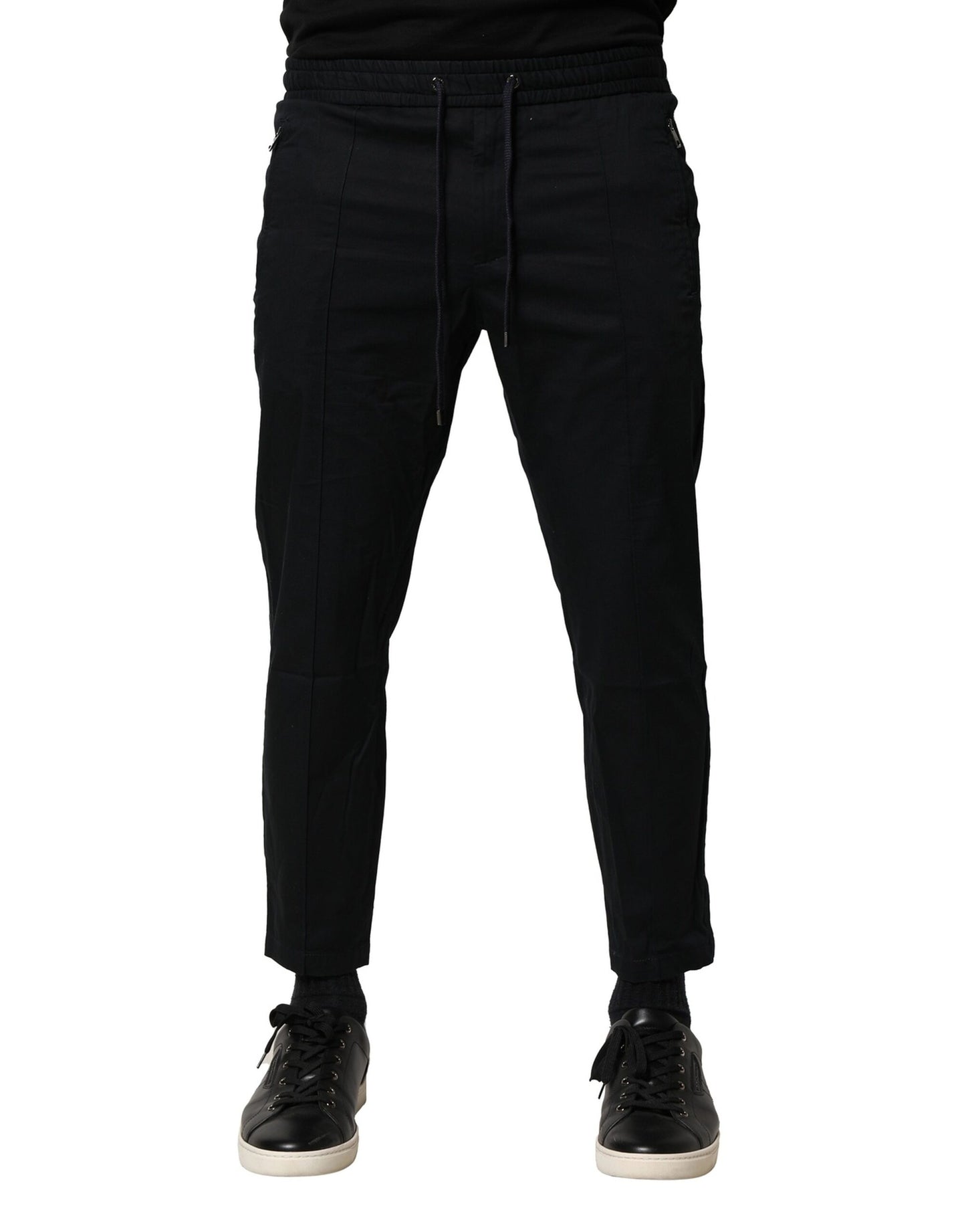 Dolce & Gabbana Black Cotton Mid Waist Jogger Pants