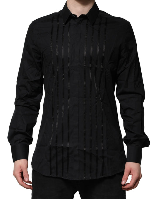 Dolce & Gabbana Black Cotton GOLD Mens Dress Formal Shirt