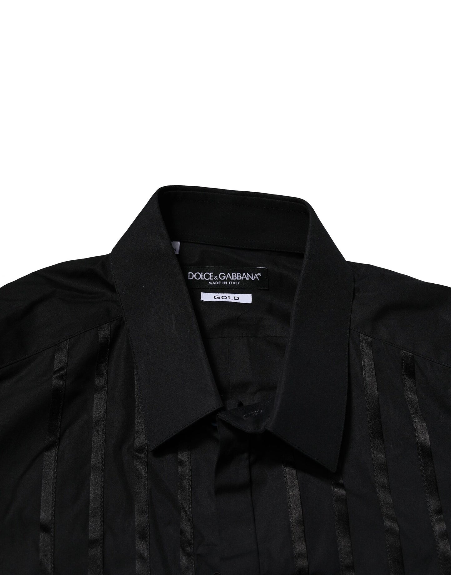 Dolce & Gabbana Black Cotton GOLD Mens Dress Formal Shirt