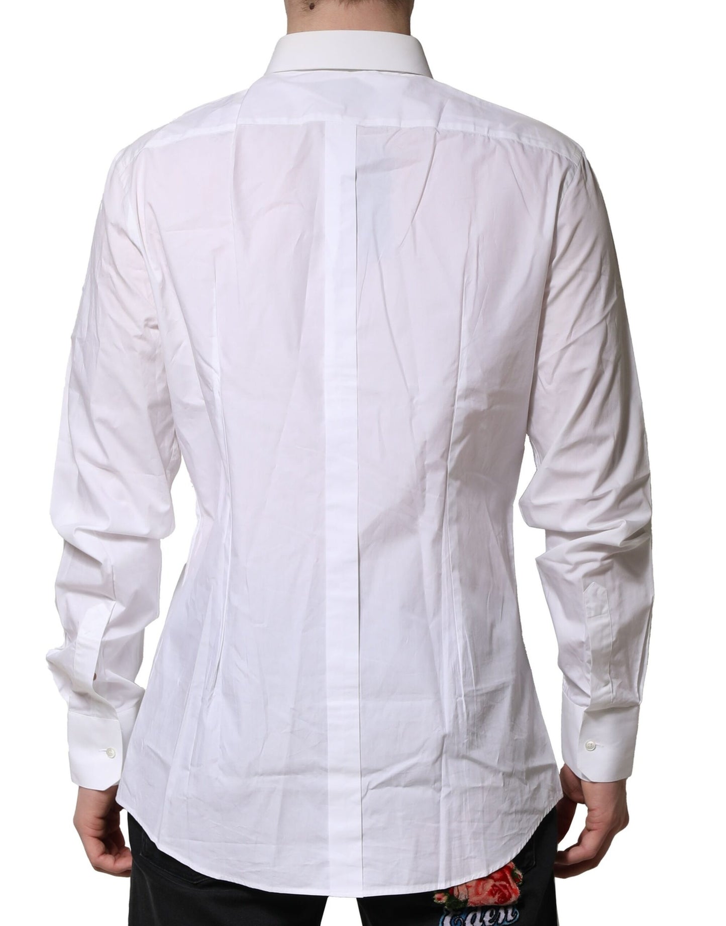 Dolce & Gabbana White Cotton GOLD Long Sleeves Formal Shirt