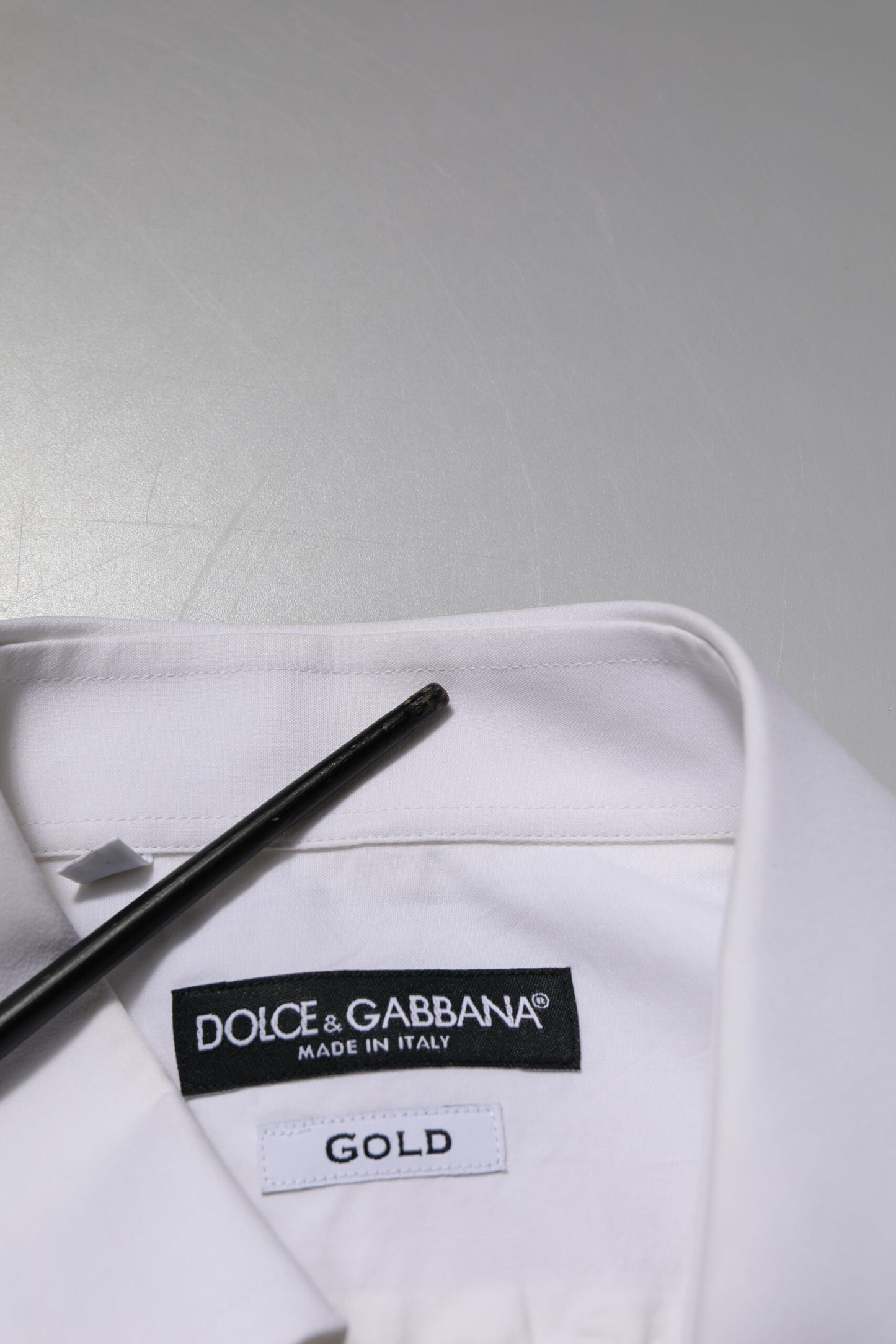 Dolce & Gabbana White GOLD Cotton Poplin Dress Formal Shirt
