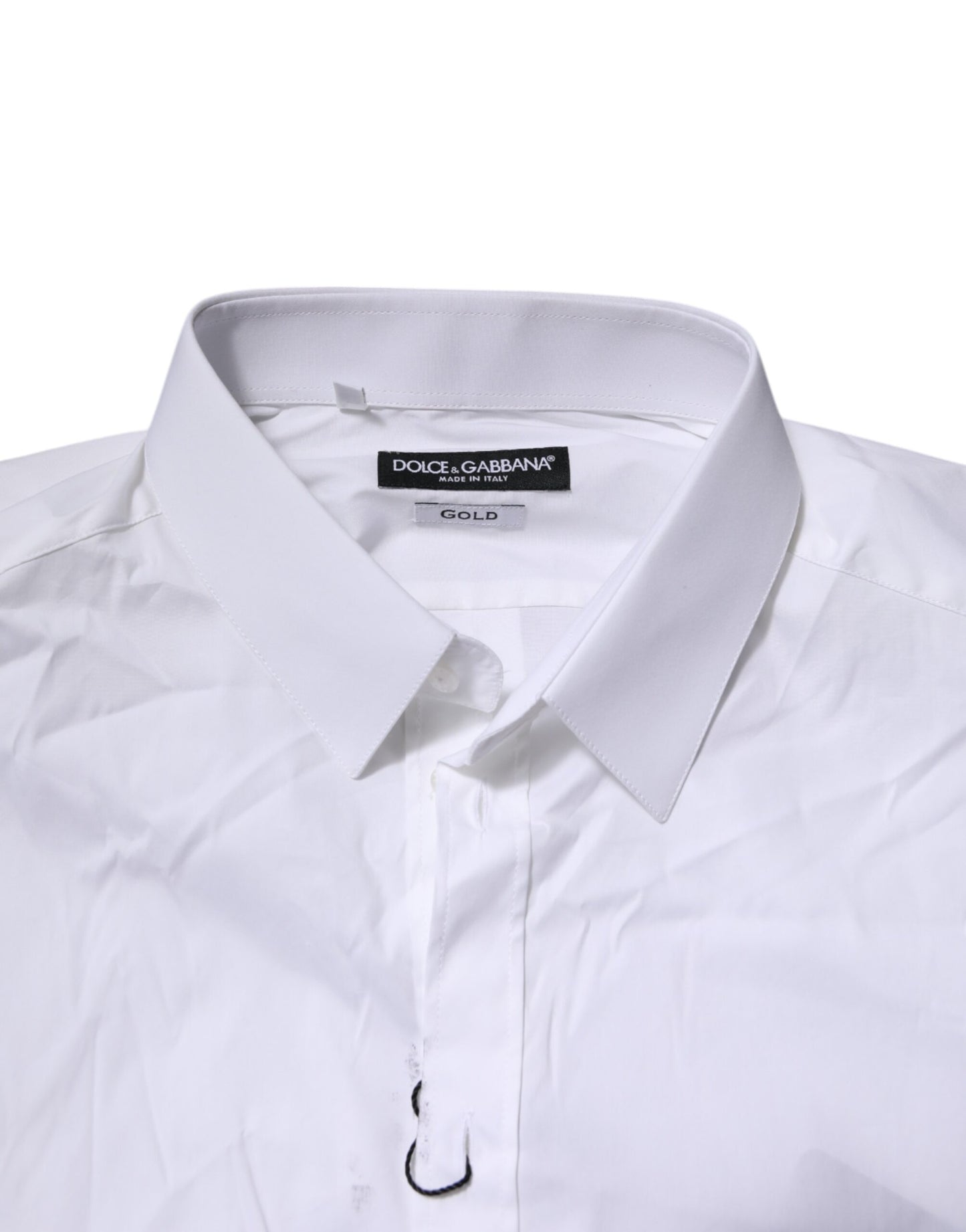 Dolce & Gabbana White GOLD Cotton Men Dress Formal Shirt