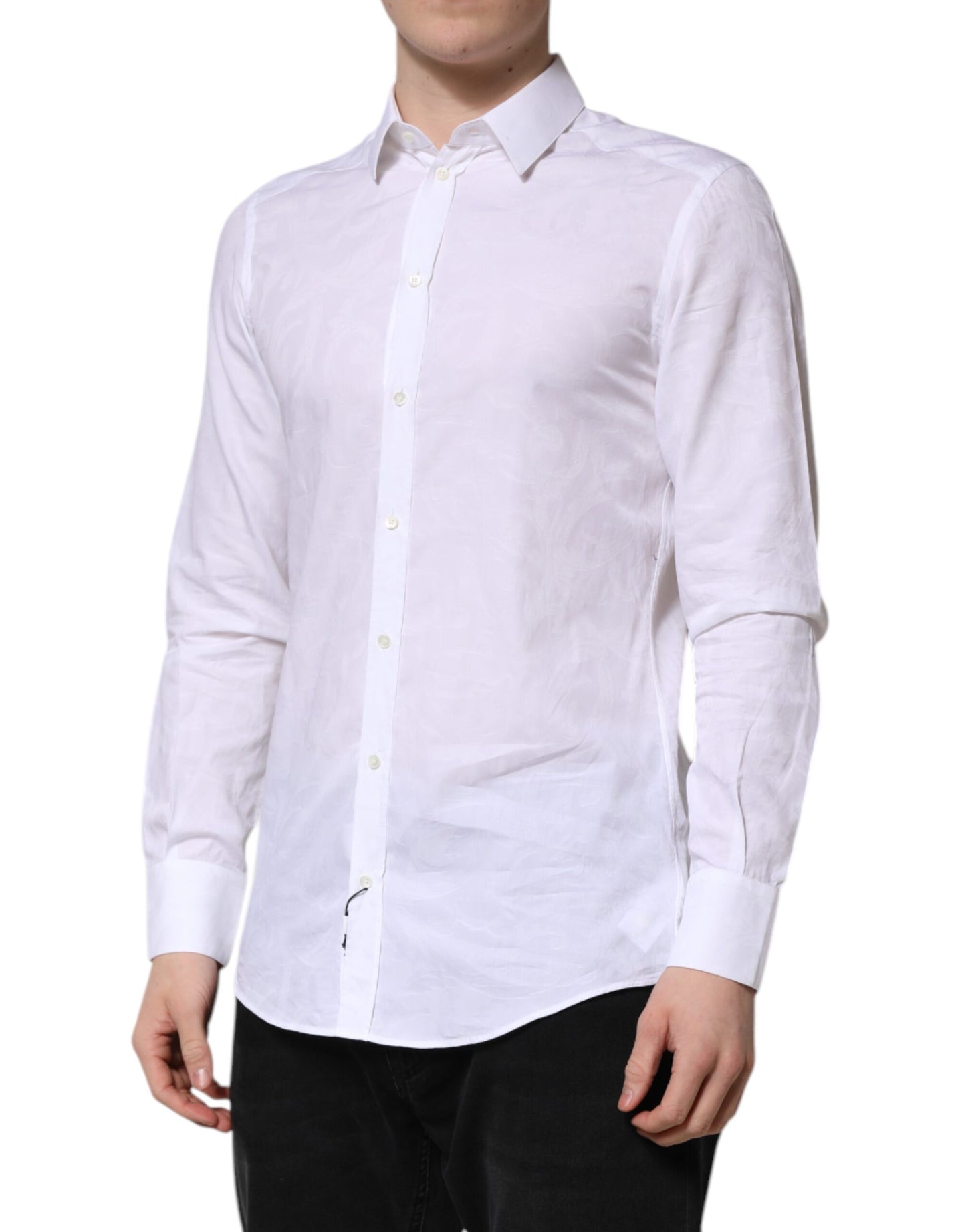 Dolce & Gabbana White MARTINI Cotton Long Sleeve Formal Shirt