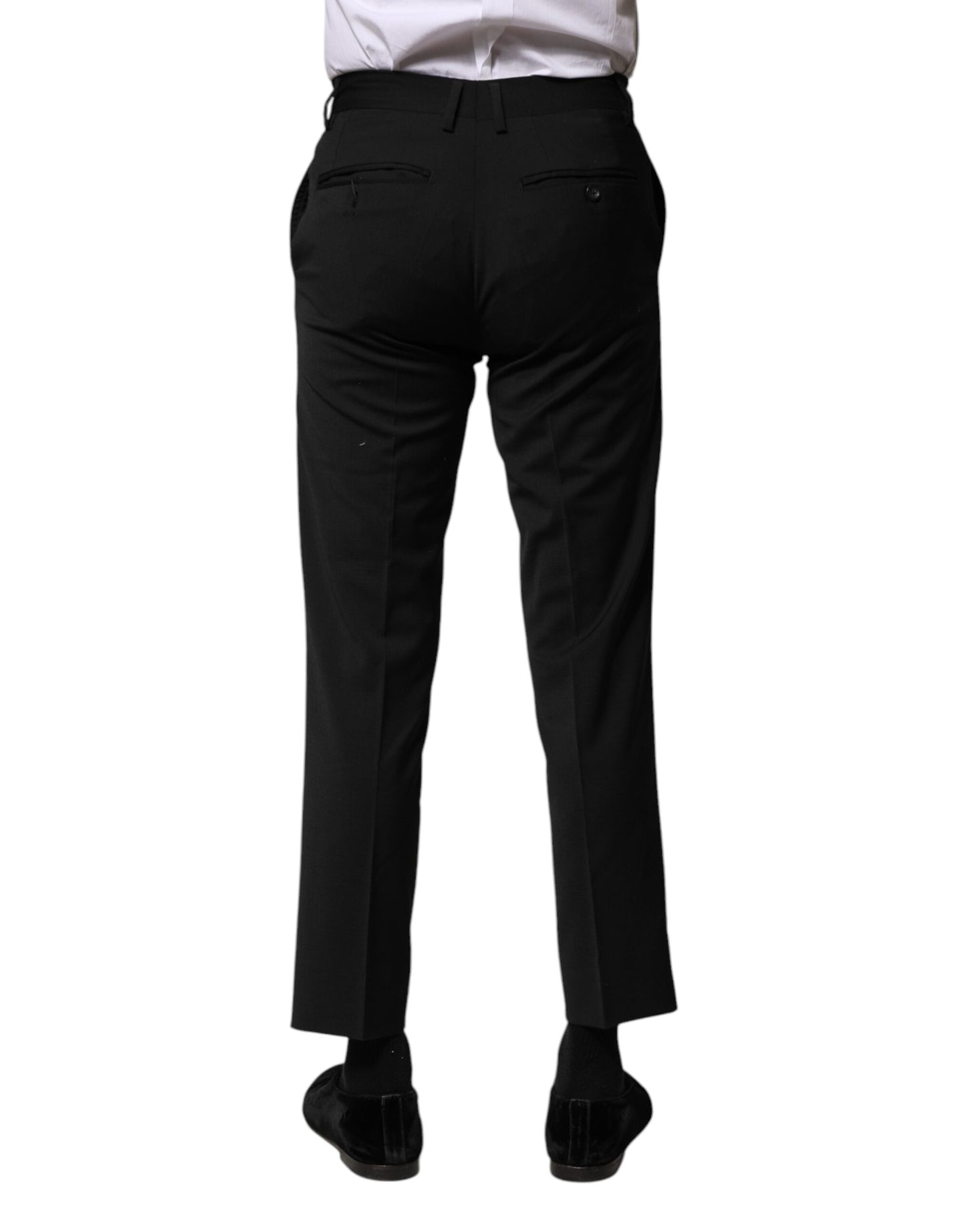 Dolce & Gabbana Black Wool Formal Men Cropped Pants