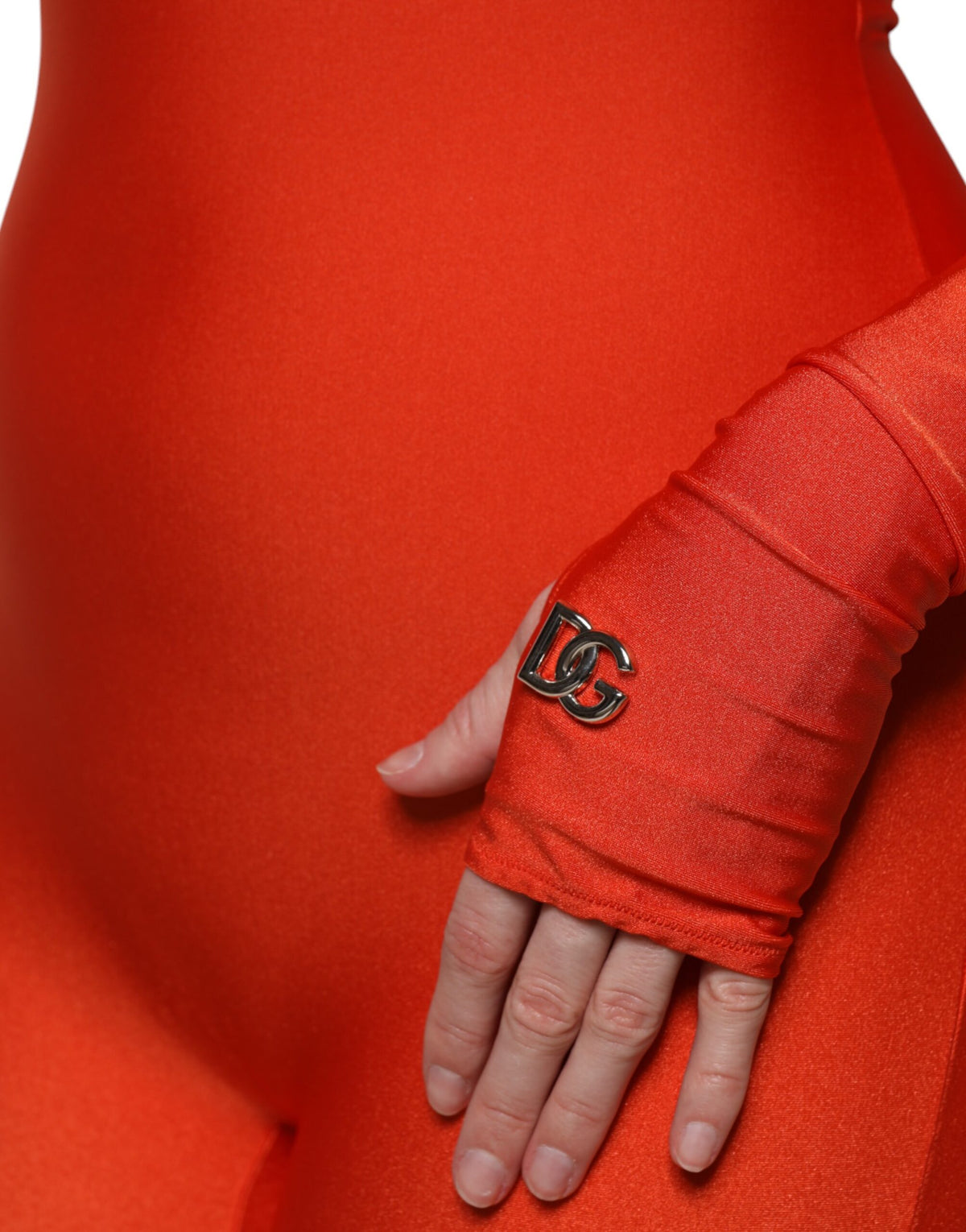Dolce & Gabbana Red Nylon Turtleneck Bodycon Jumpsuit Dress