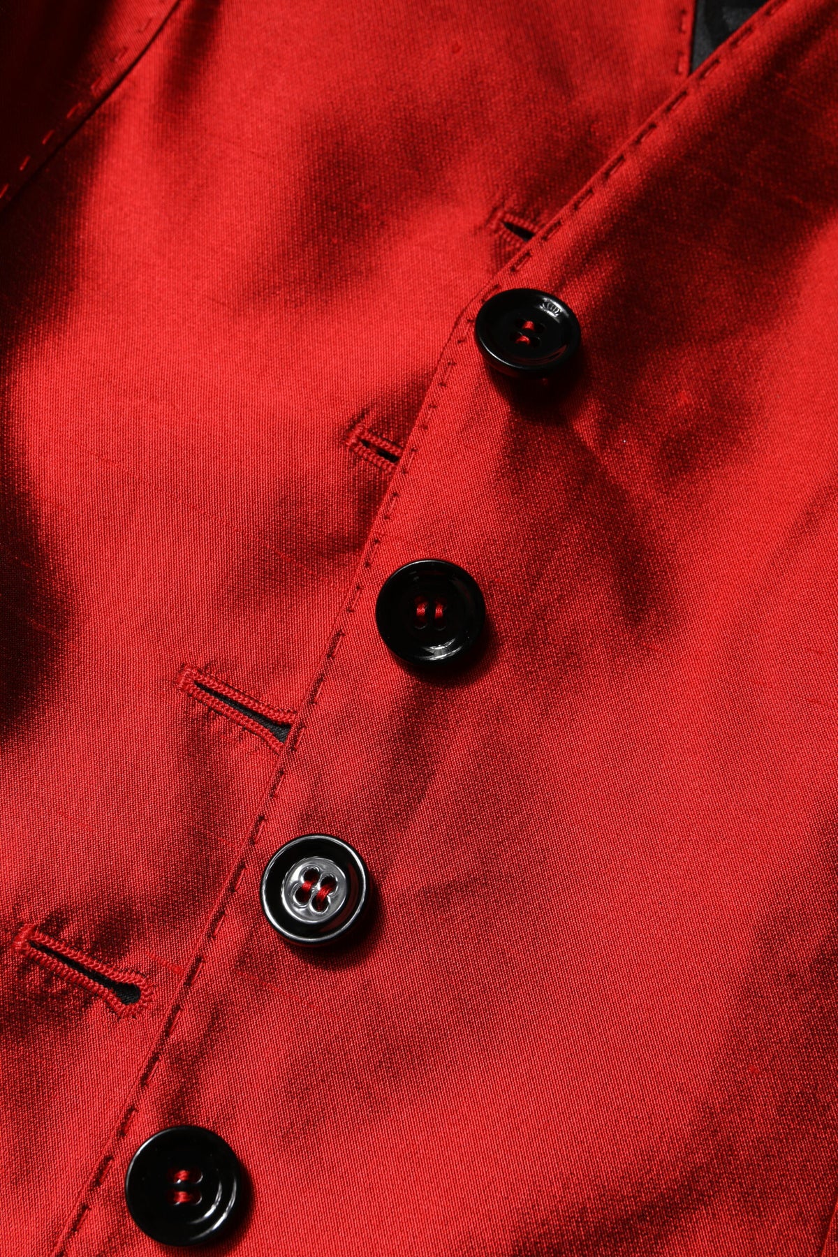 Dolce & Gabbana Red Black Button Down Sleeveless Vest Top