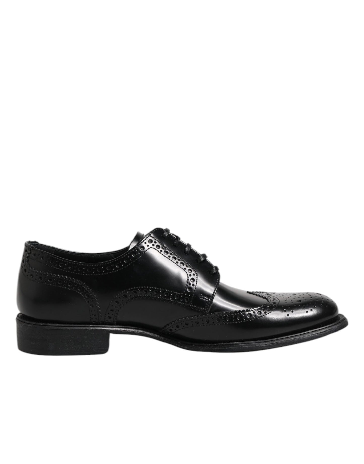 Dolce & Gabbana Black Leather Derby Wingtip Formal Shoes