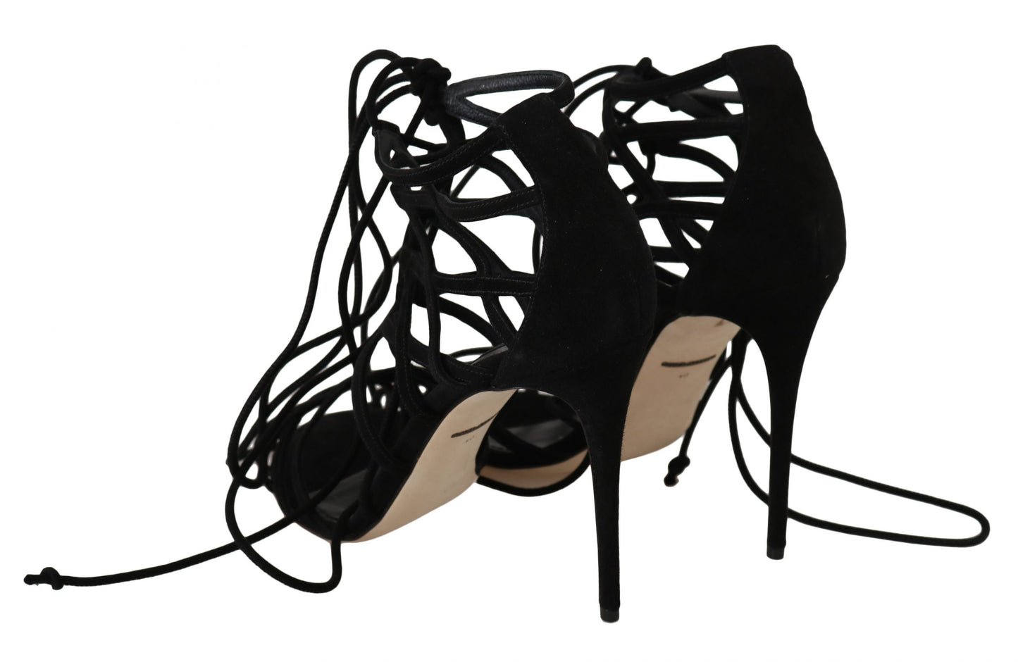 Dolce &amp; Gabbana Elegant Black Suede Gladiator Stilettos