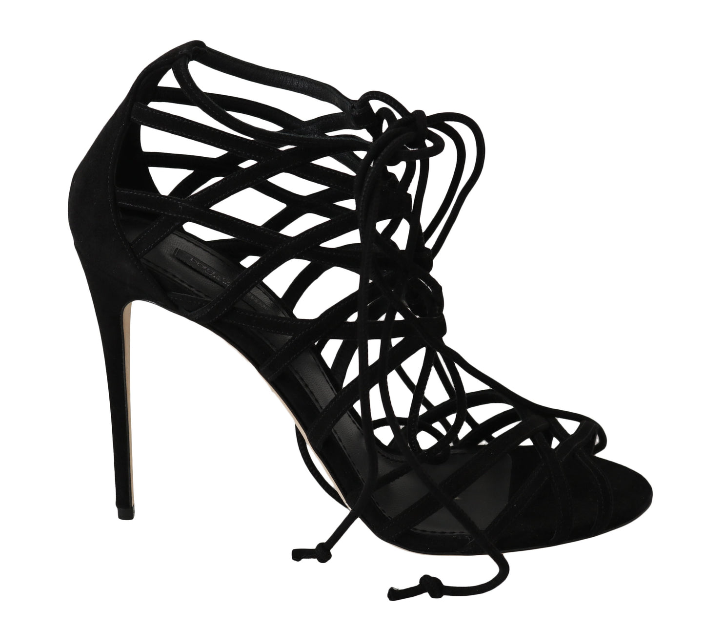 Dolce &amp; Gabbana Elegant Black Suede Gladiator Stilettos