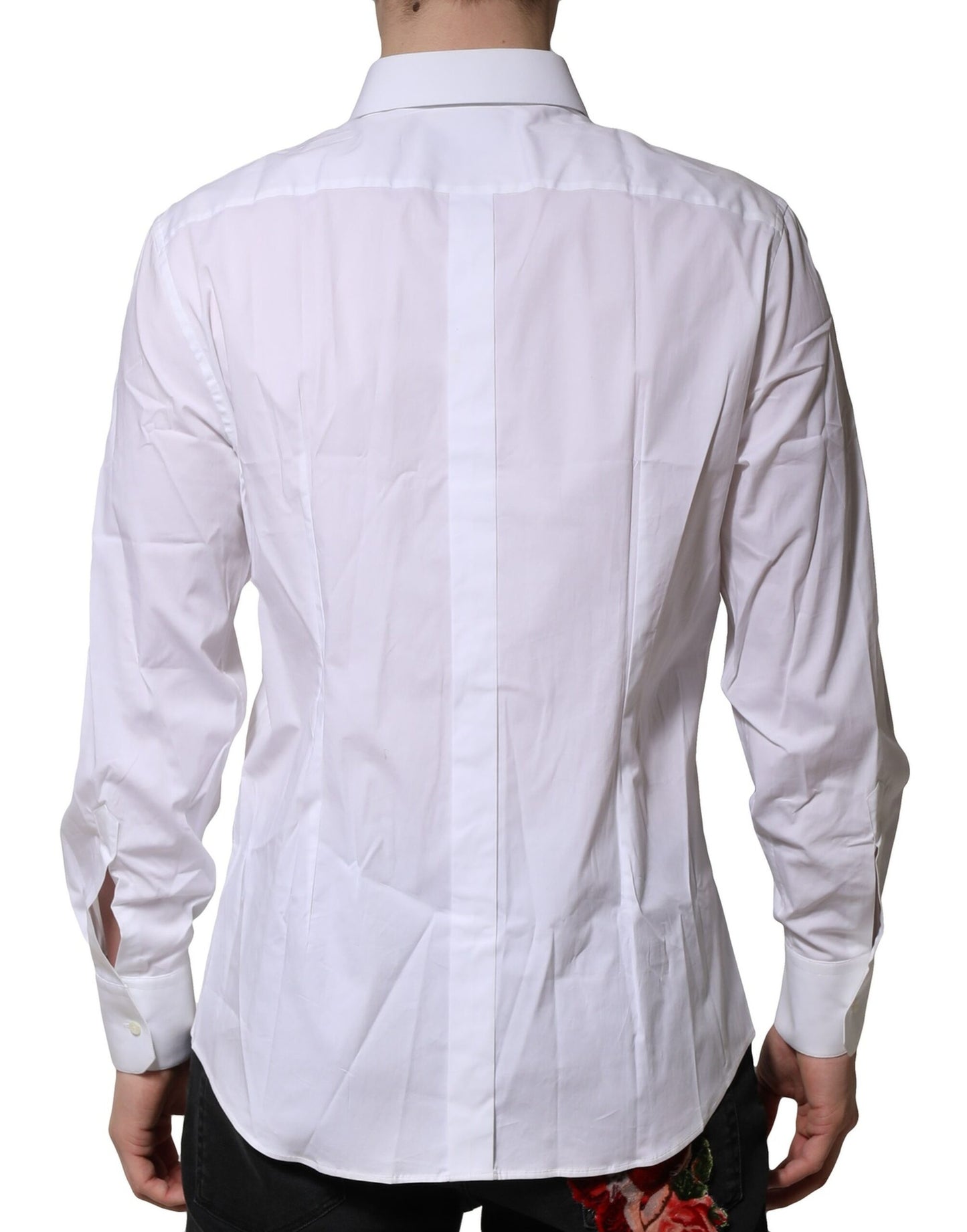 Dolce & Gabbana White Cotton GOLD Long Sleeves Dress Shirt