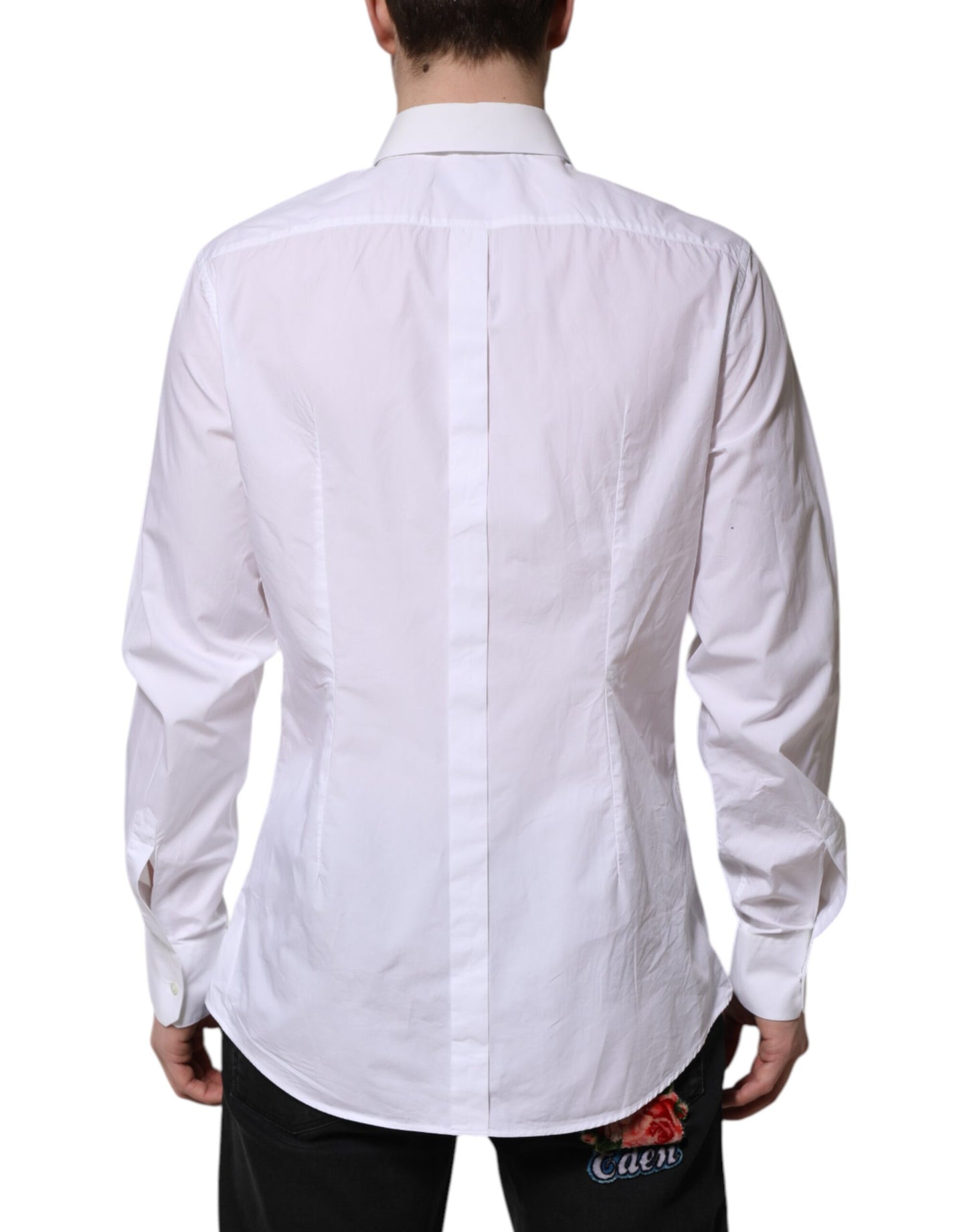 Dolce & Gabbana White Cotton GOLD Long Sleeves Dress Shirt