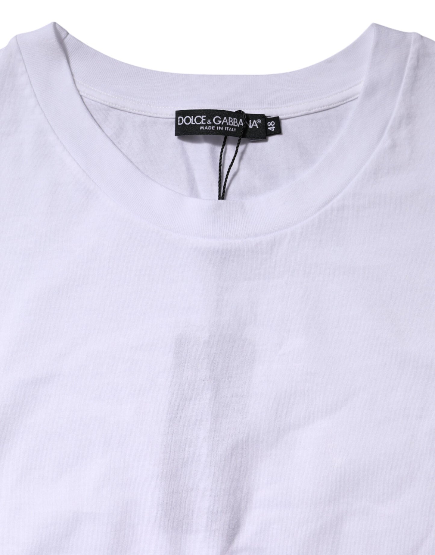 Dolce & Gabbana White Cotton Short Sleeve Round Neck T-shirt