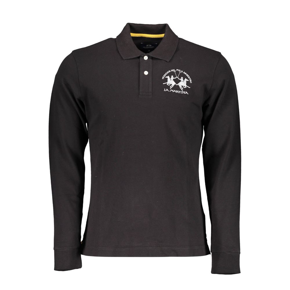 La Martina Black Cotton Men's Polo Shirt