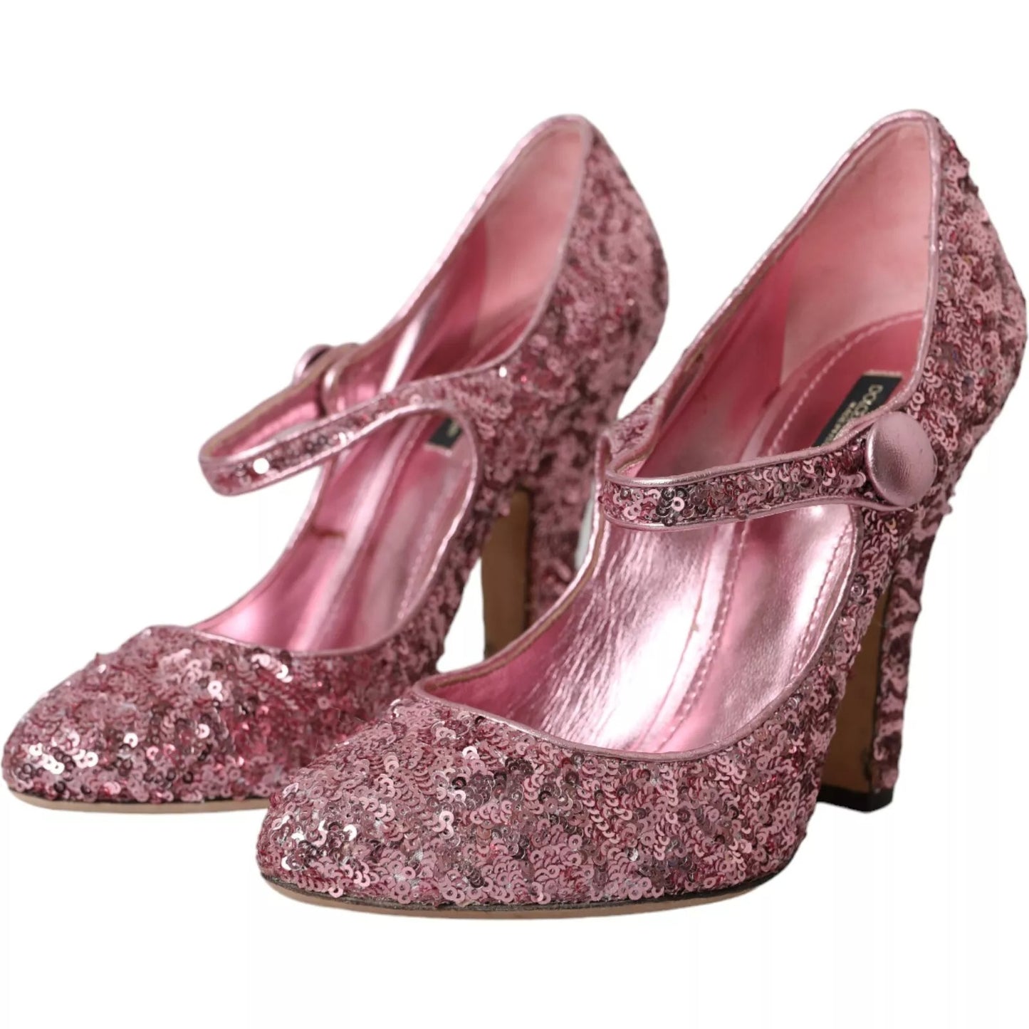 Dolce & Gabbana Pink Sequin Mary Jane Pumps High Heels Shoes