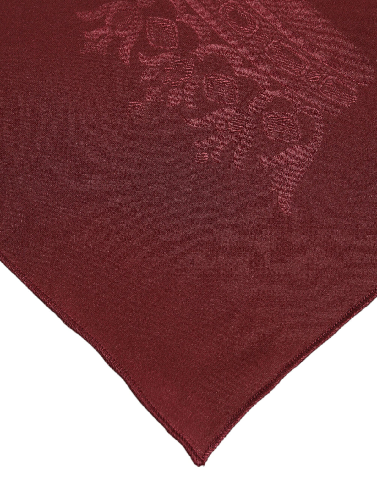 Dolce & Gabbana Maroon Silk Crown Square Men Foulard Scarf