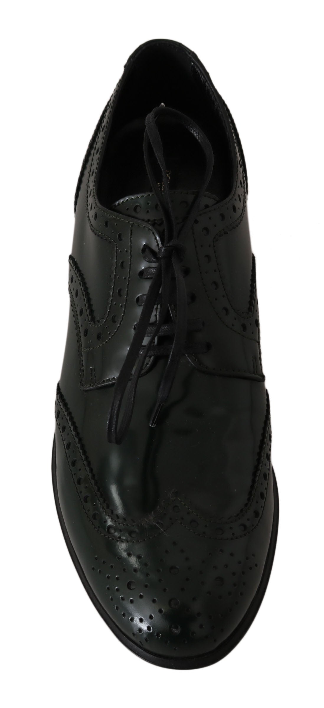 Dolce &amp; Gabbana Elegant Green Brogues Oxford Wingtip Flats