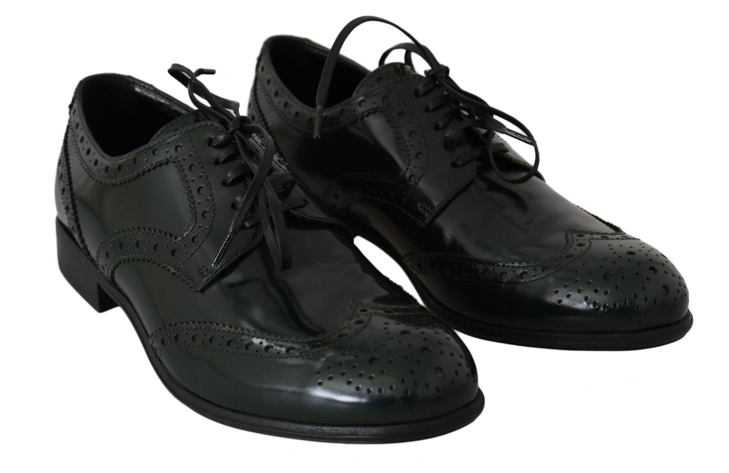 Dolce &amp; Gabbana Elegant Green Brogues Oxford Wingtip Flats