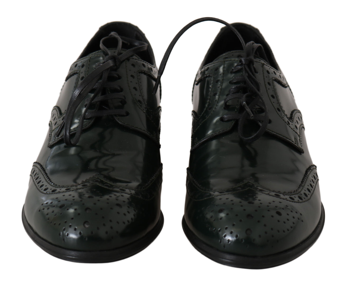 Dolce &amp; Gabbana Elegant Green Brogues Oxford Wingtip Flats