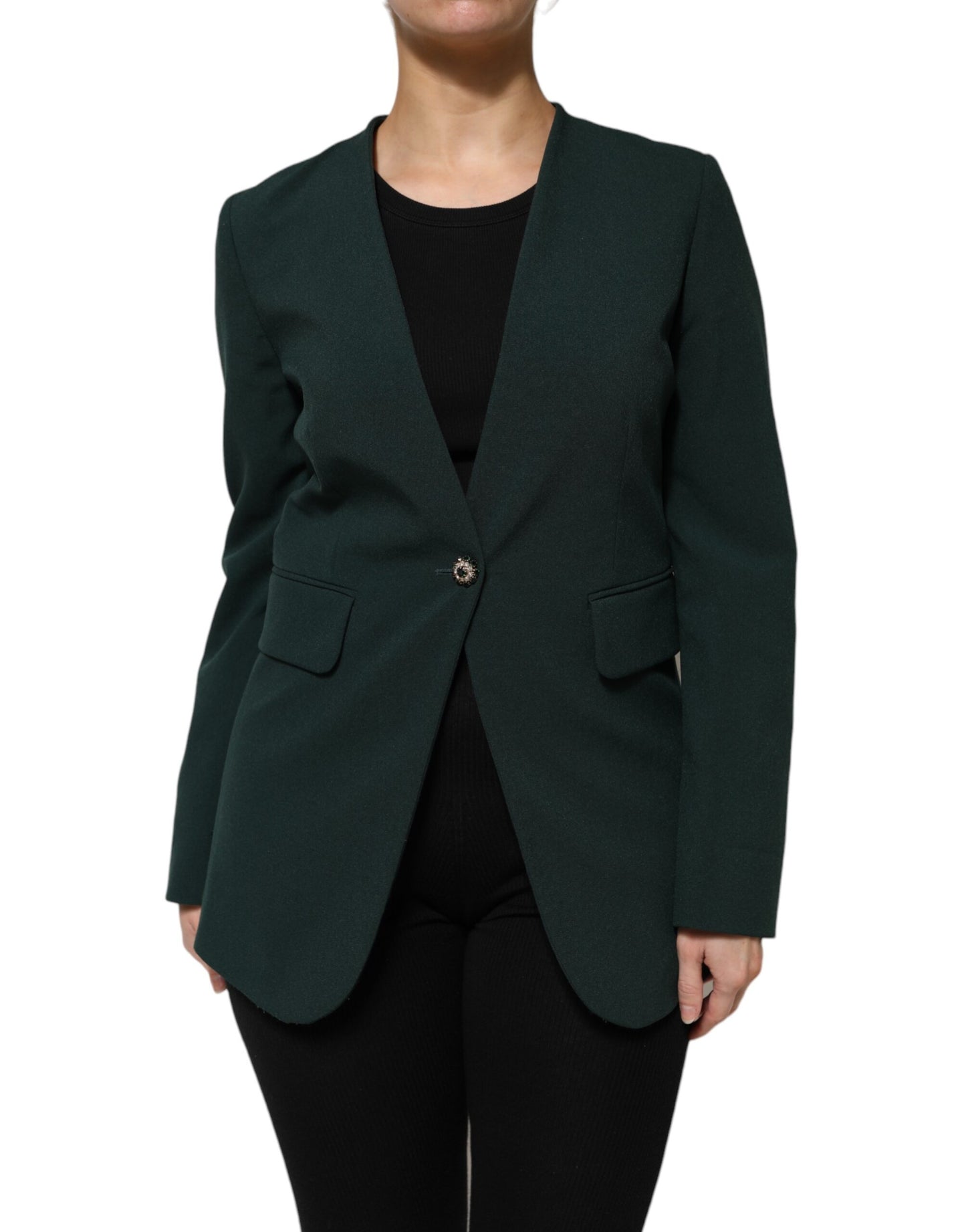Maison Margiela Green Single Breasted One Button Coat Jacket