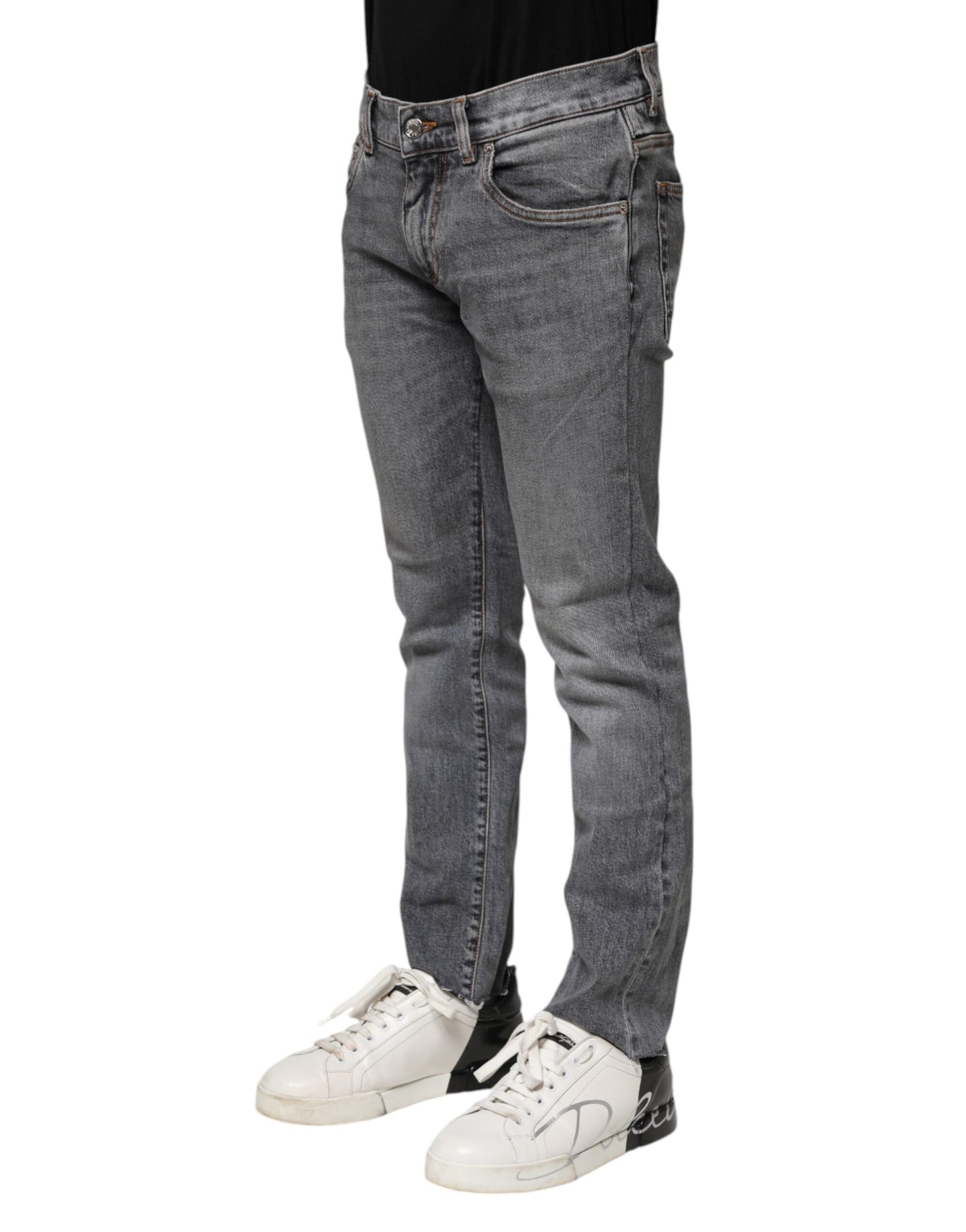 Dolce & Gabbana Gray Cotton Skinny Men Denim Jeans