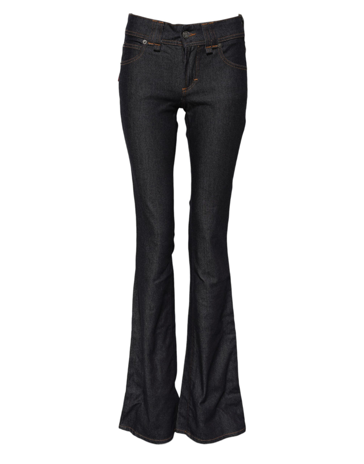 John Galliano Blue Mid Waist Cotton Wide Leg Denim Jeans