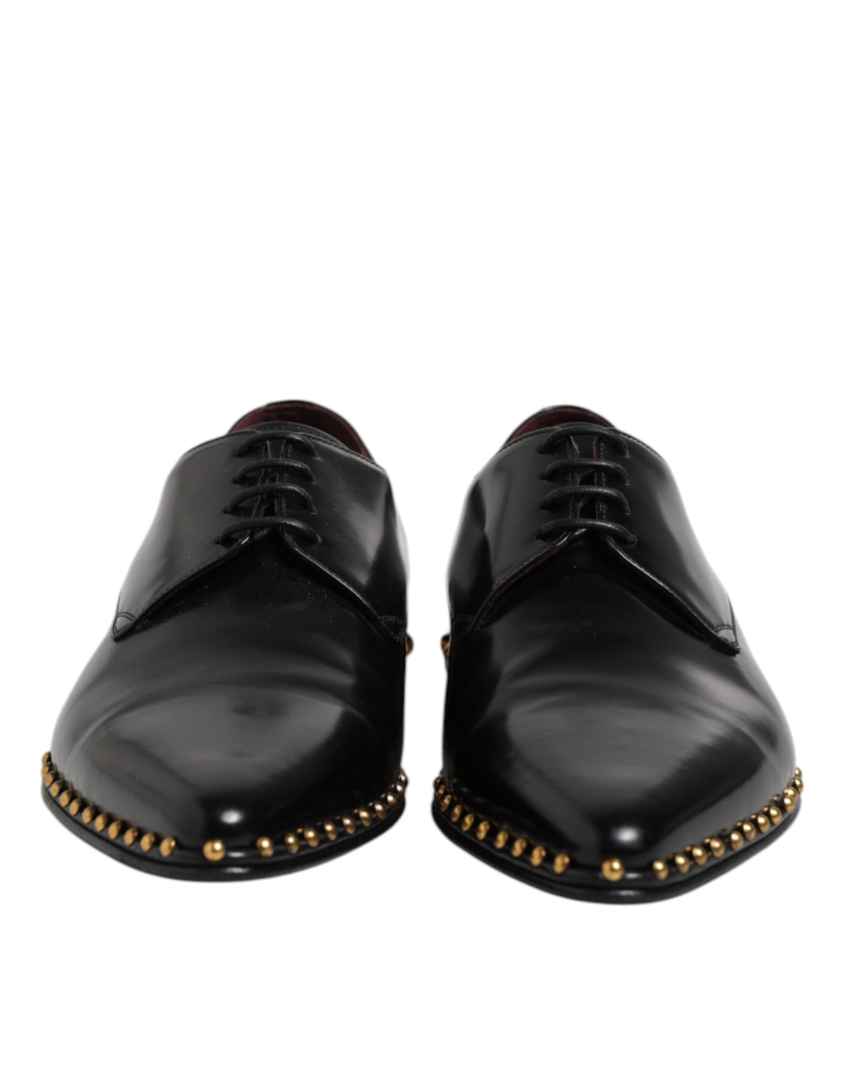 Dolce & Gabbana Black Leather Studded Derby Men Dress Shoes