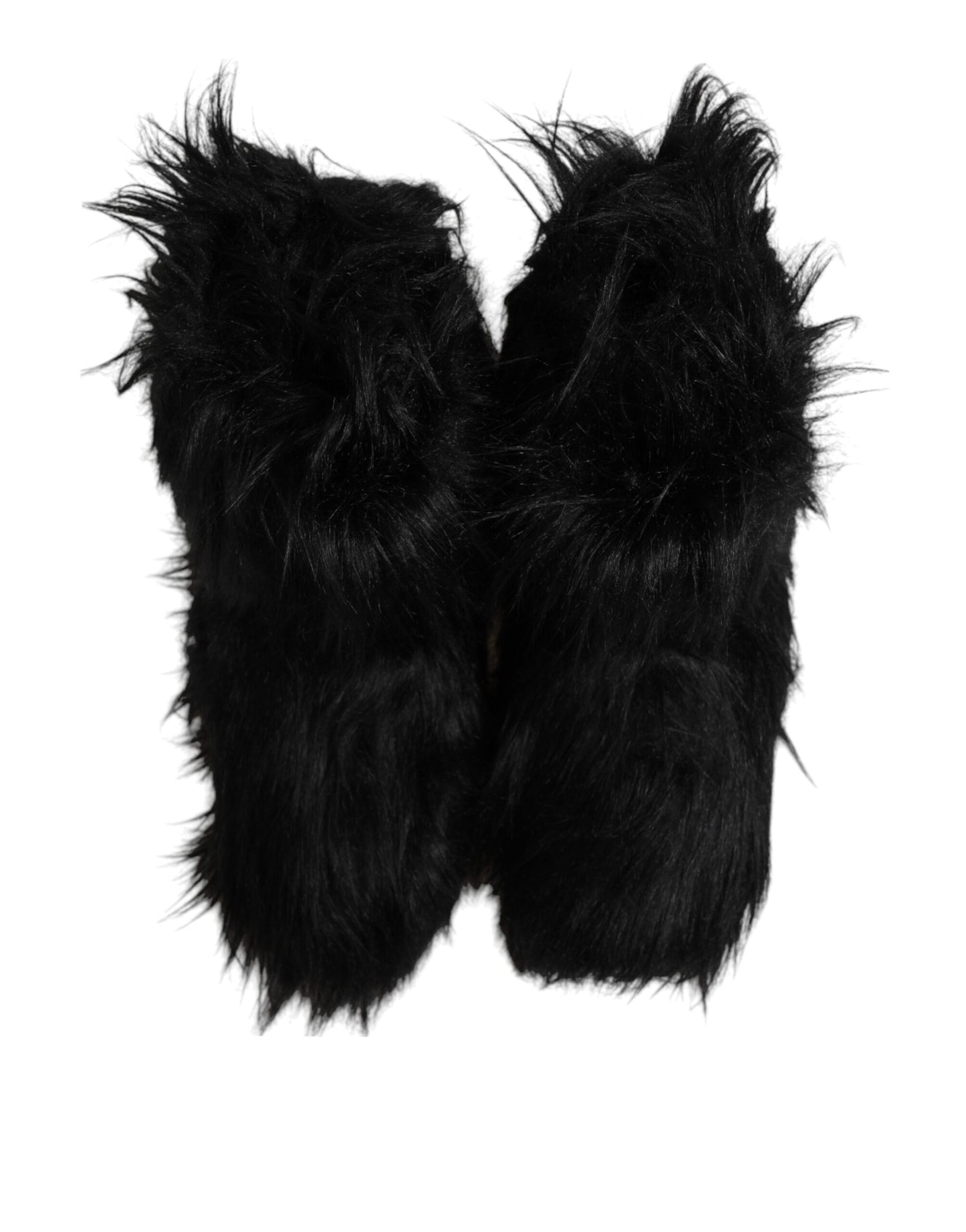 Dolce & Gabbana Black Faux Fur Mid Calf Boots Shoes