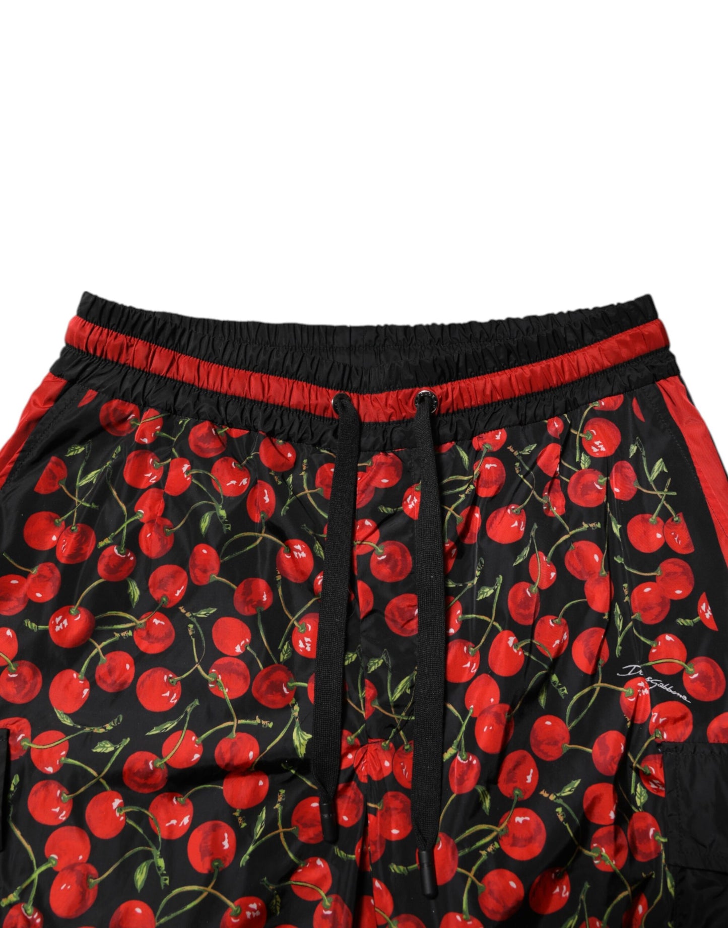 Dolce & Gabbana Black Red Cherry Print Men Sweatpants Pants