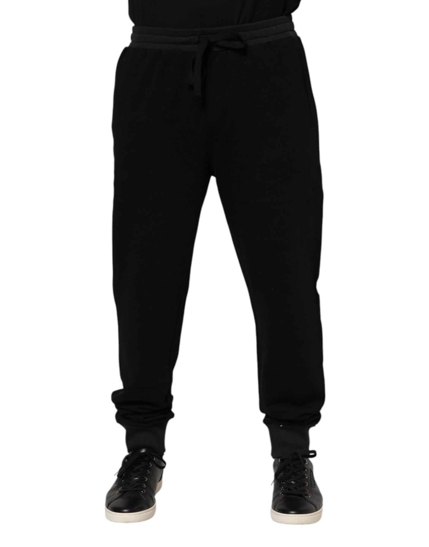Dolce & Gabbana Black Cotton Crown Jogger Sweatpants Pants