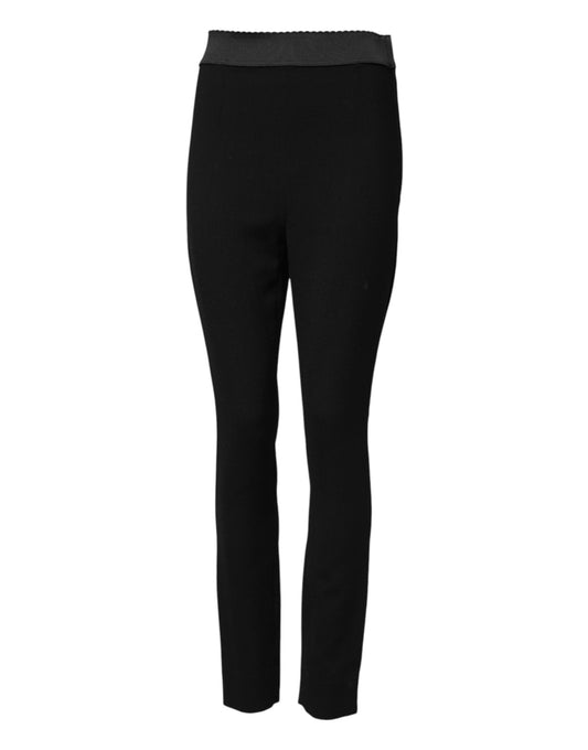 Dolce & Gabbana Black Wool Leggings Stretch Pants