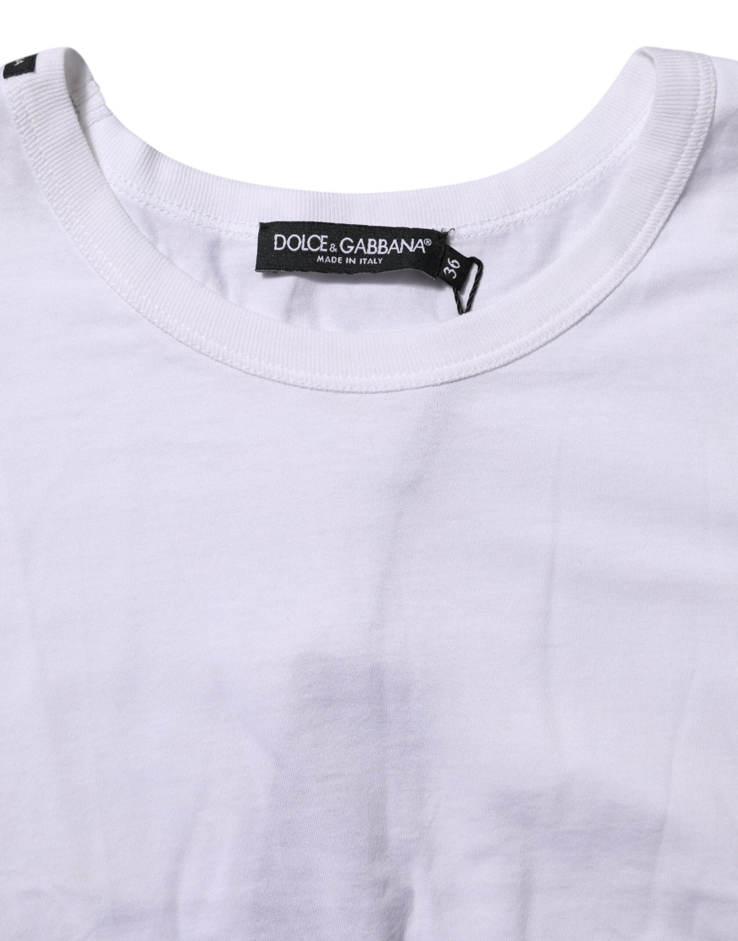 Dolce & Gabbana White Cotton Short Sleeves Cropped T-shirt