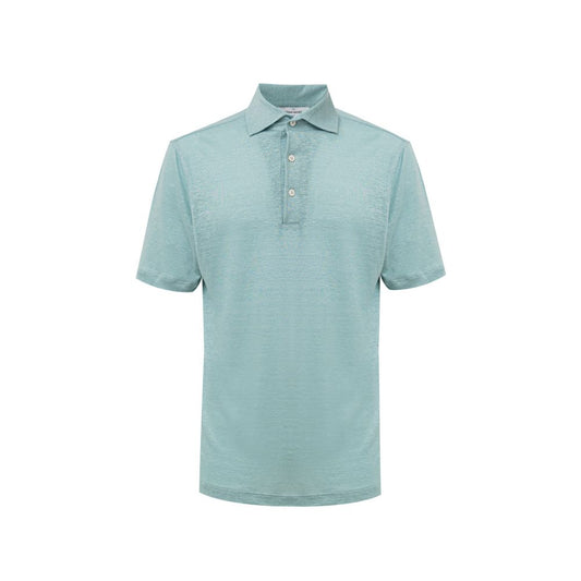 Gran Sasso Blue Linen Polo Shirt