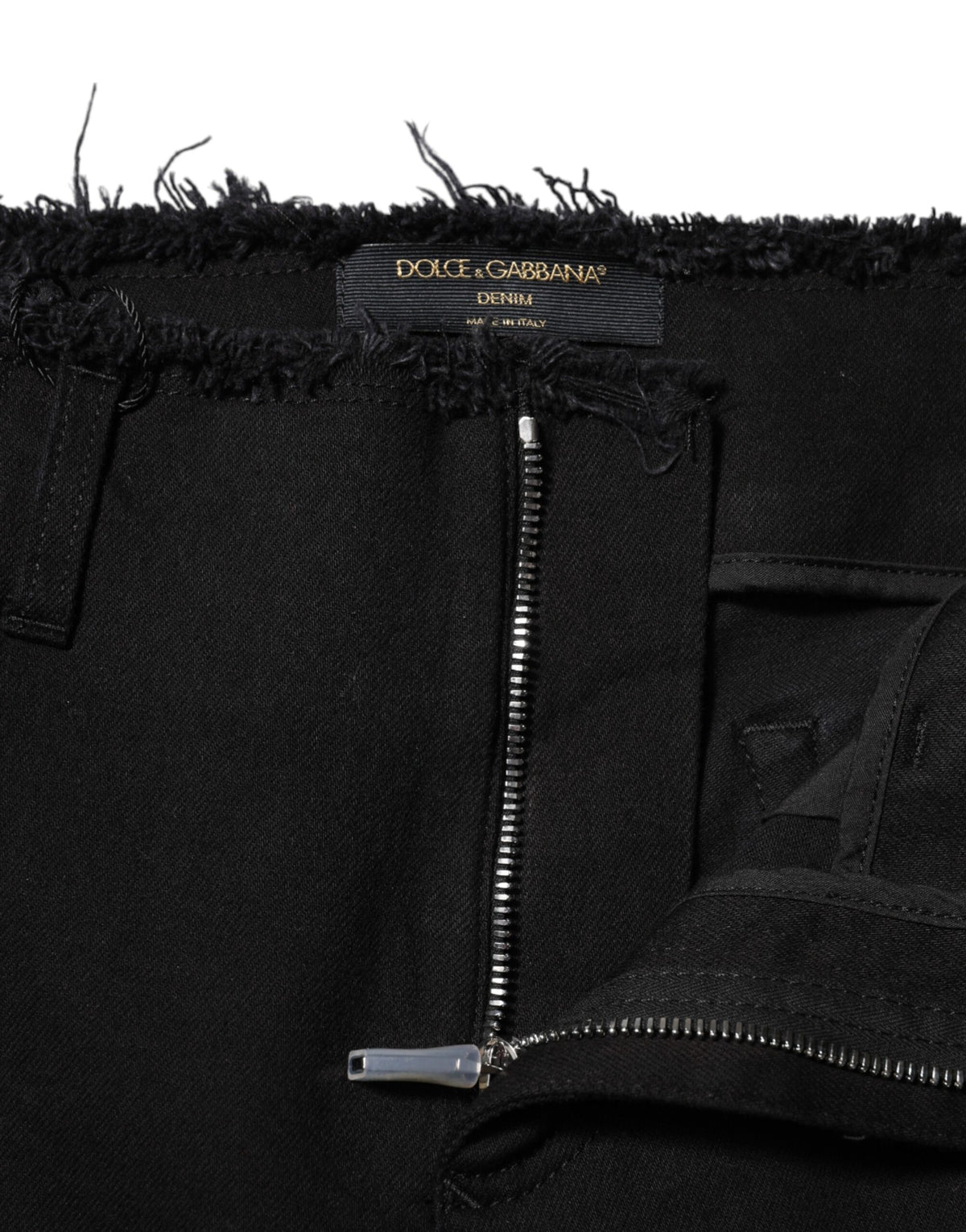 Dolce & Gabbana Black Cotton Mid Waist Flared Denim Jeans